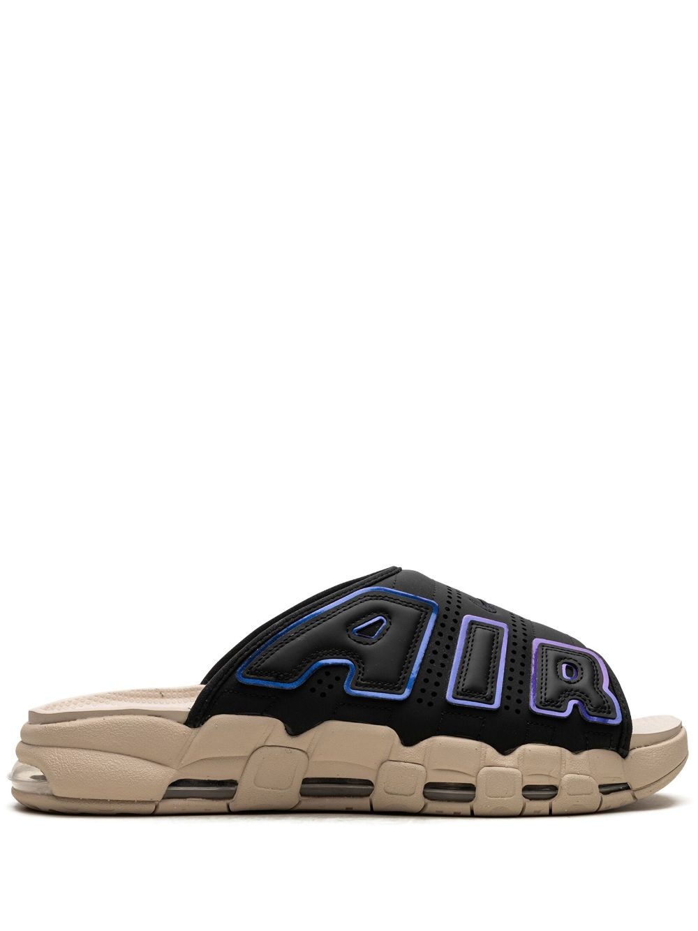 Air More Uptempo "Black Sanddrift Iridescent" slides - 1