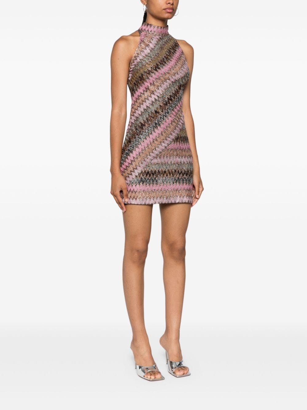 zigzag-woven lurex minidress - 3