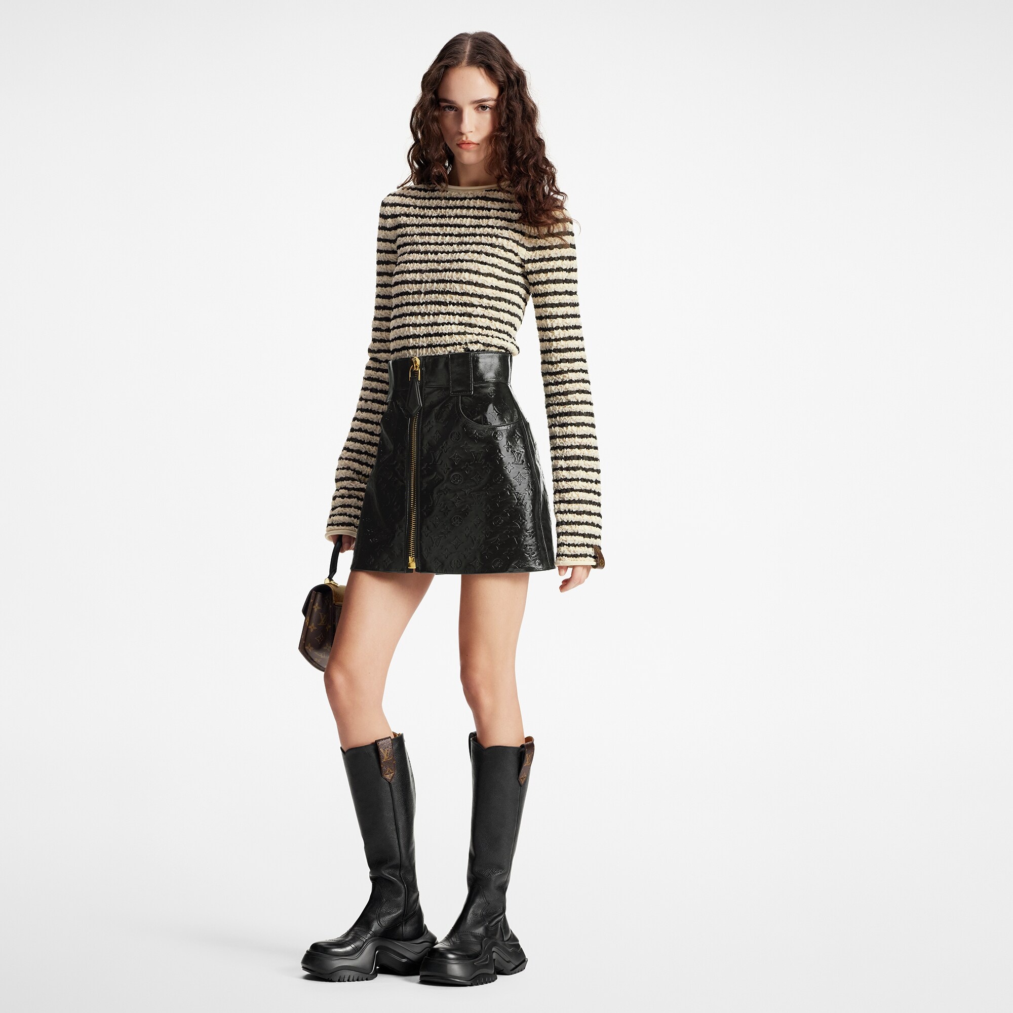 Embossed Monogram Leather Mini Skirt - 2