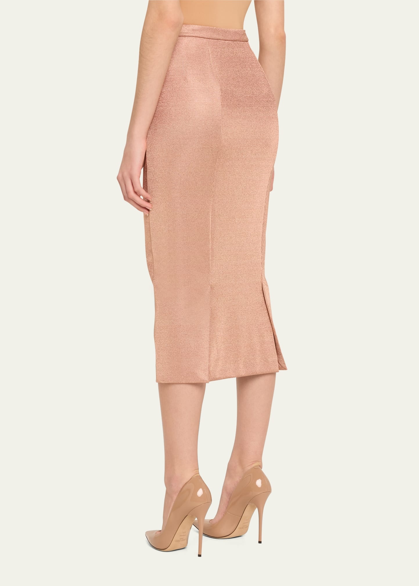 Lurex Bonded Jersey Pencil Skirt - 3