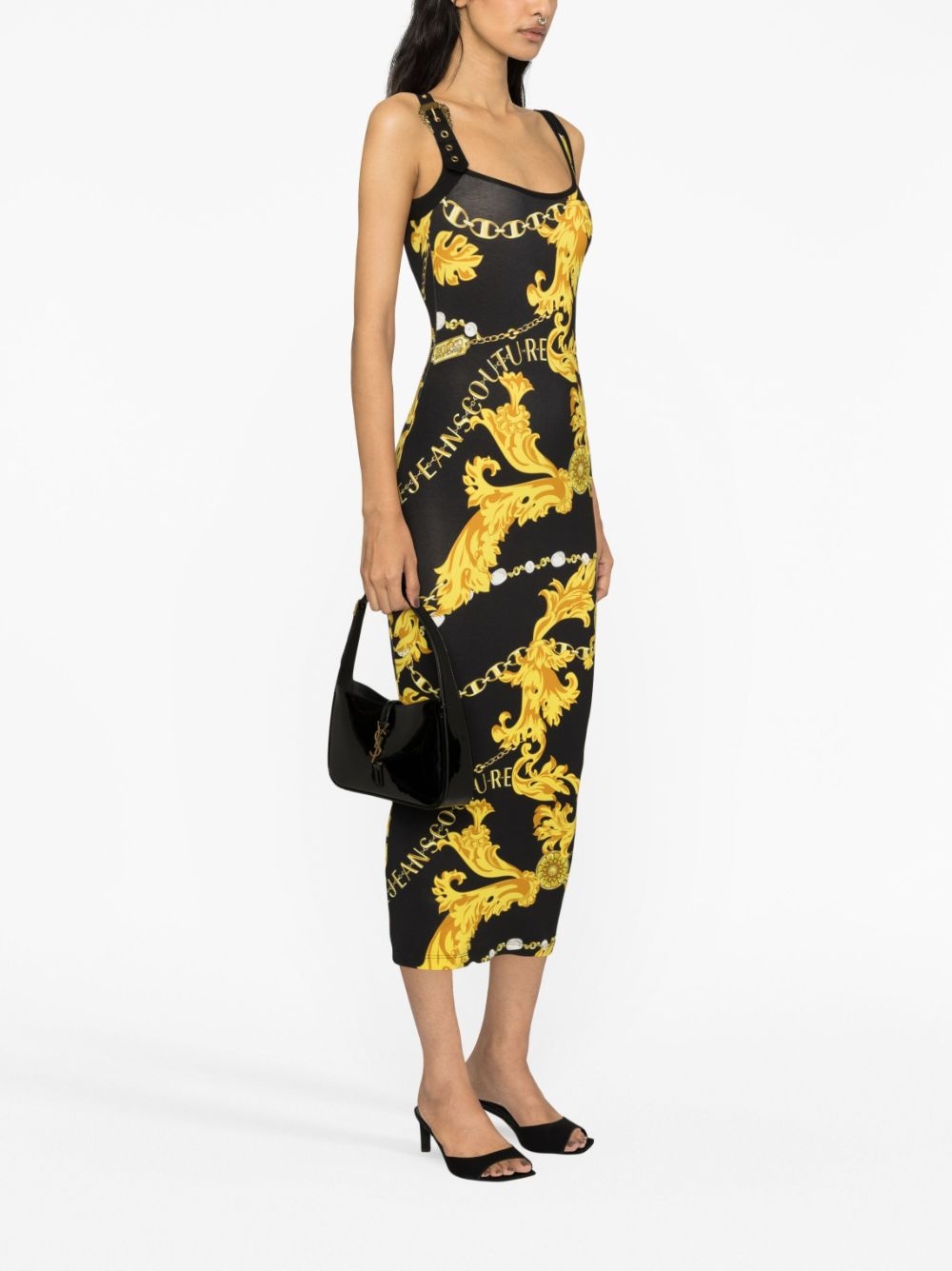 Chain Couture buckle-strap midi dress - 3