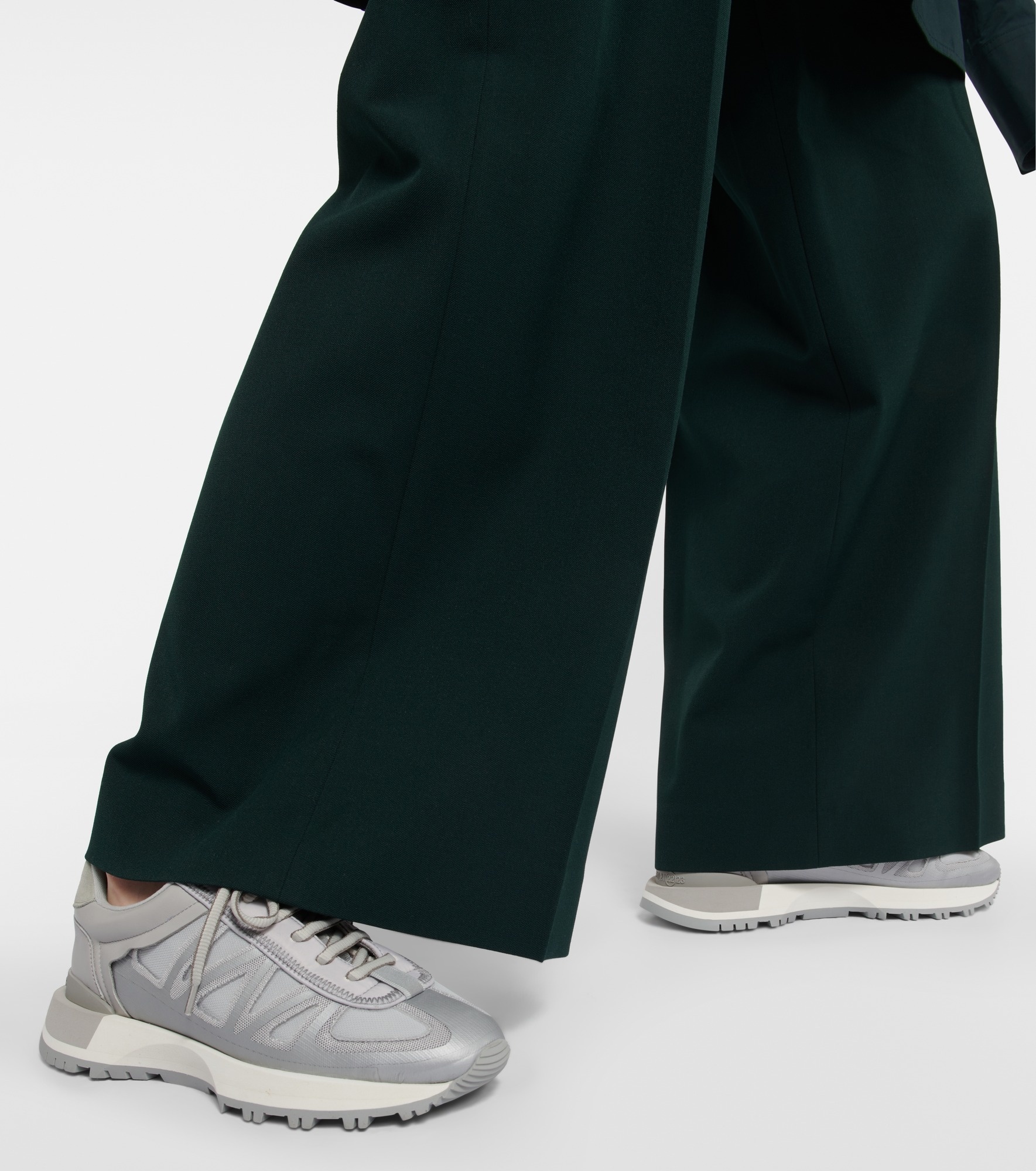 Leather-trimmed low-top sneakers - 4