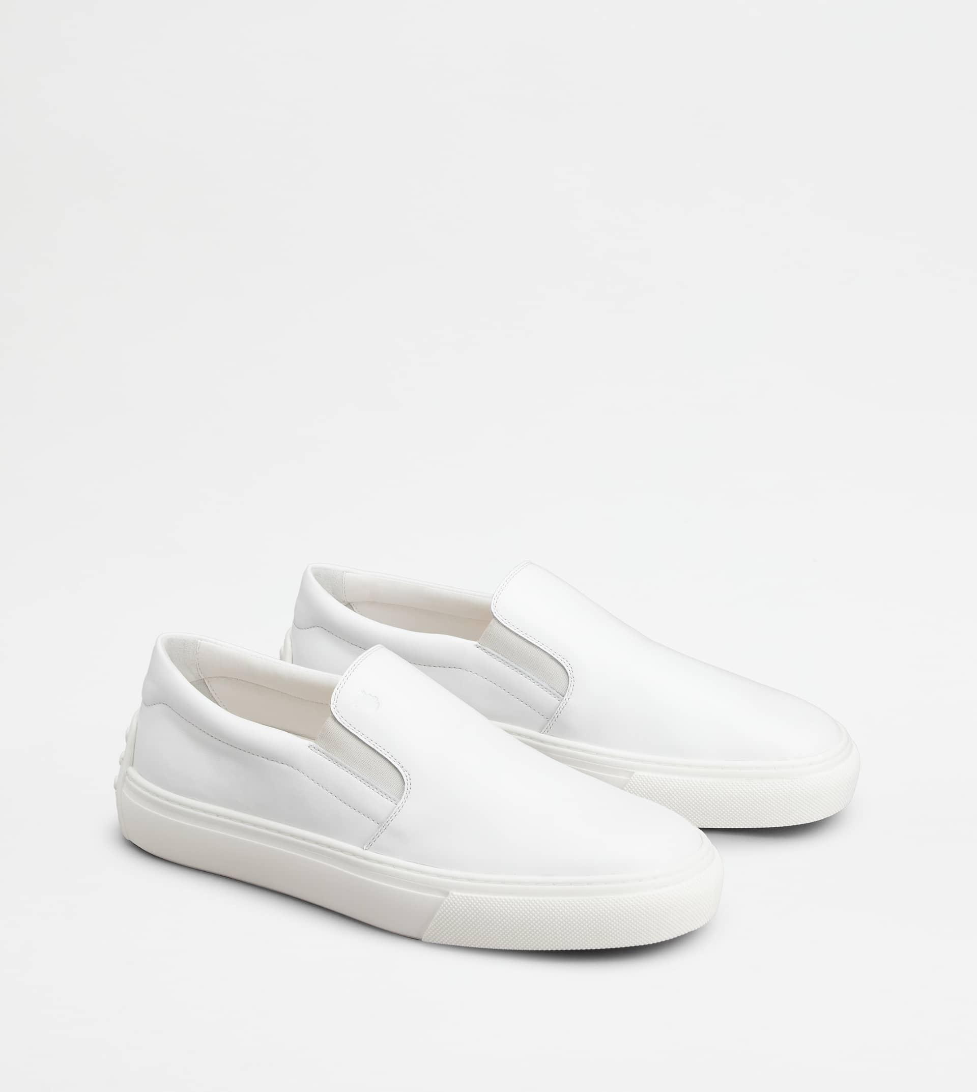 SLIP-ONS IN LEATHER - WHITE - 3