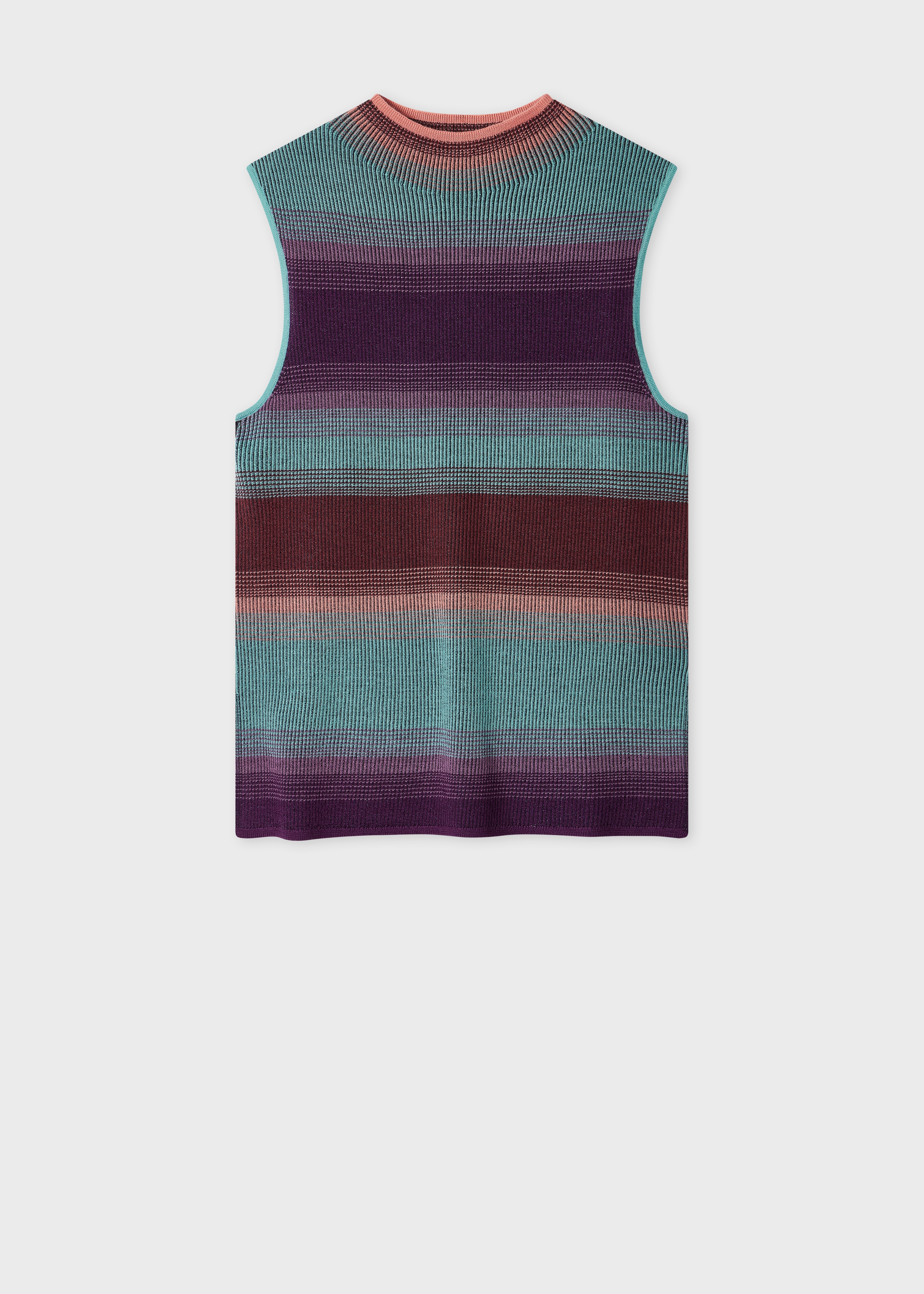 Women's Knitted Stripe Sleeveless Top - 1
