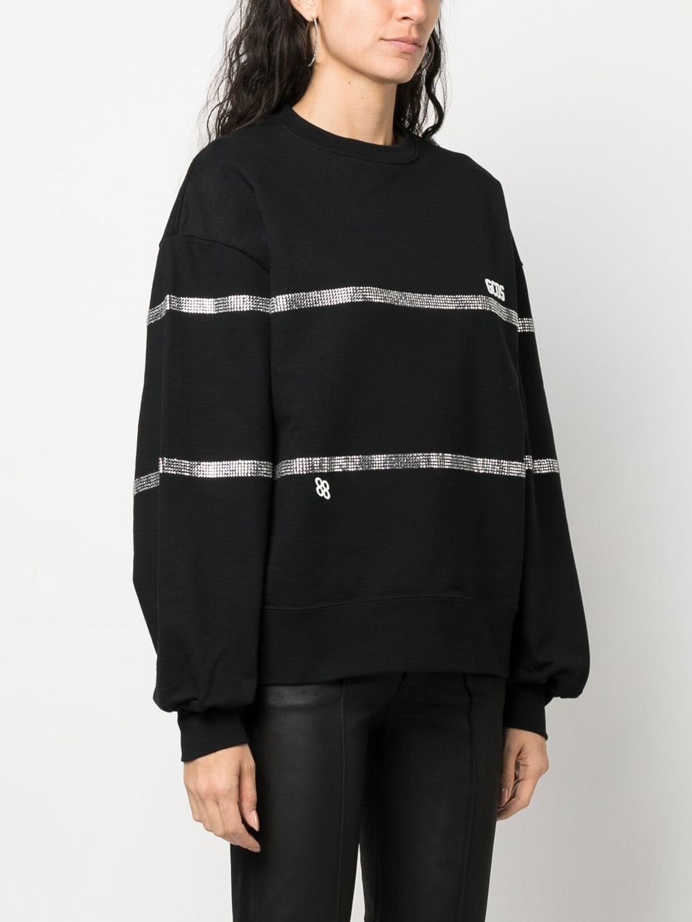 crystal-embellished striped sweatshirt - 3