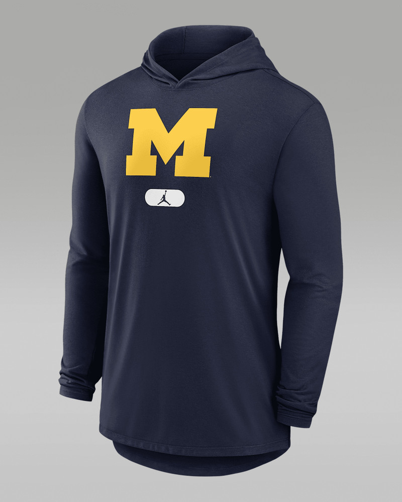 Michigan Wolverines Men's Jordan Brand Dri-FIT College Long-Sleeve Hooded T-Shirt 1