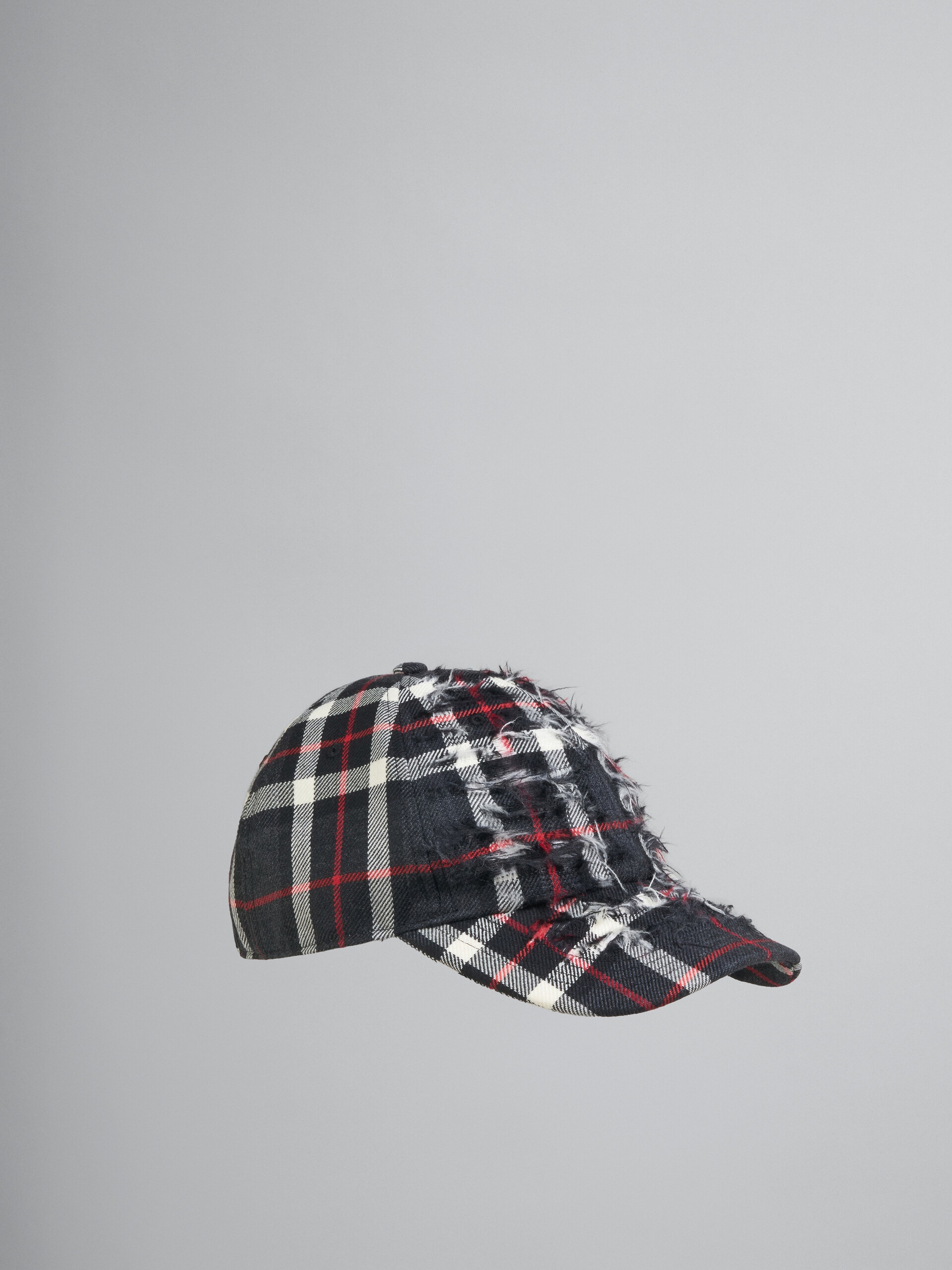 GREY WOOL TARTAN BASEBALL HAT - 1