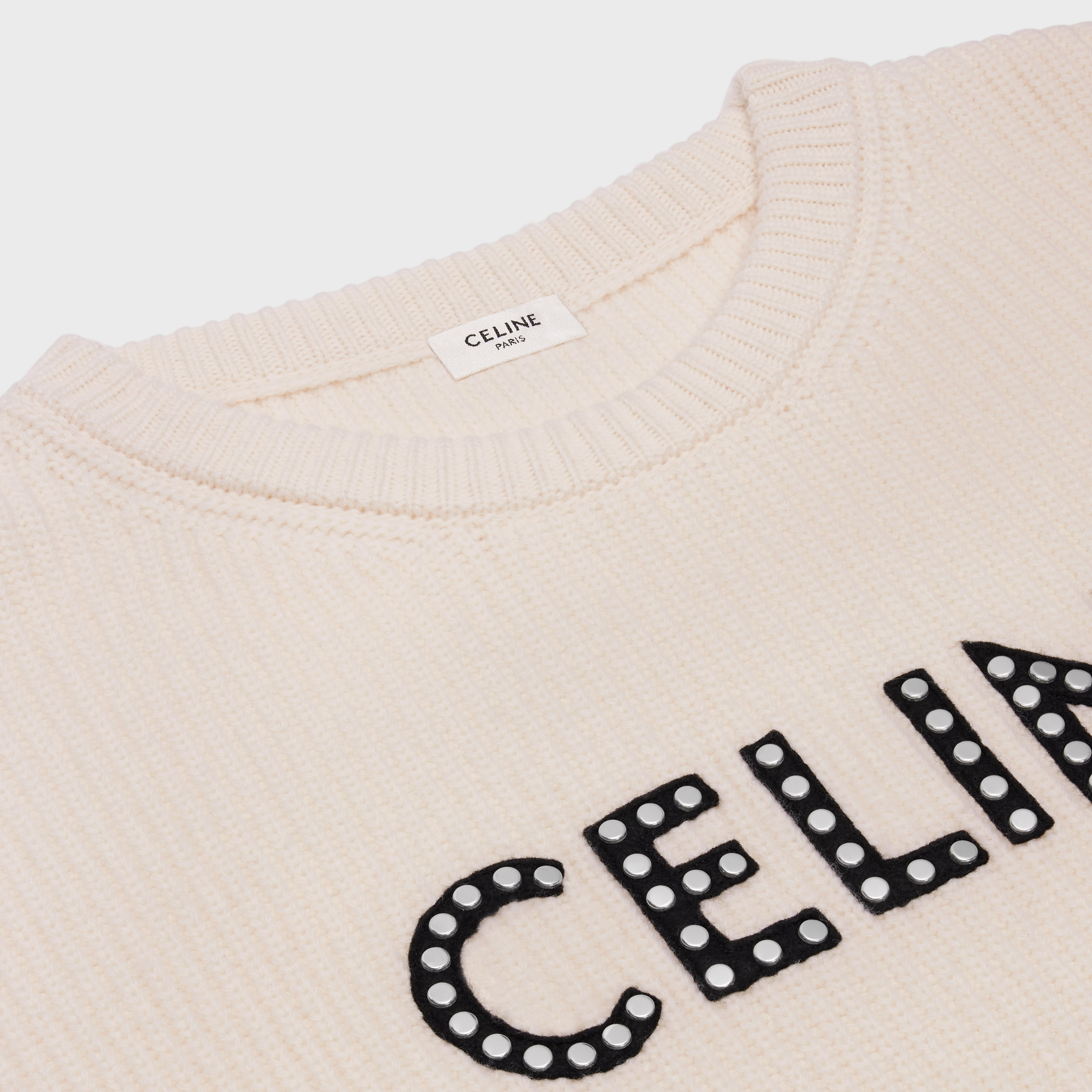 OVERSIZED CELINE SWEATER IN RIBBED WOOL WITH STUDS - 3