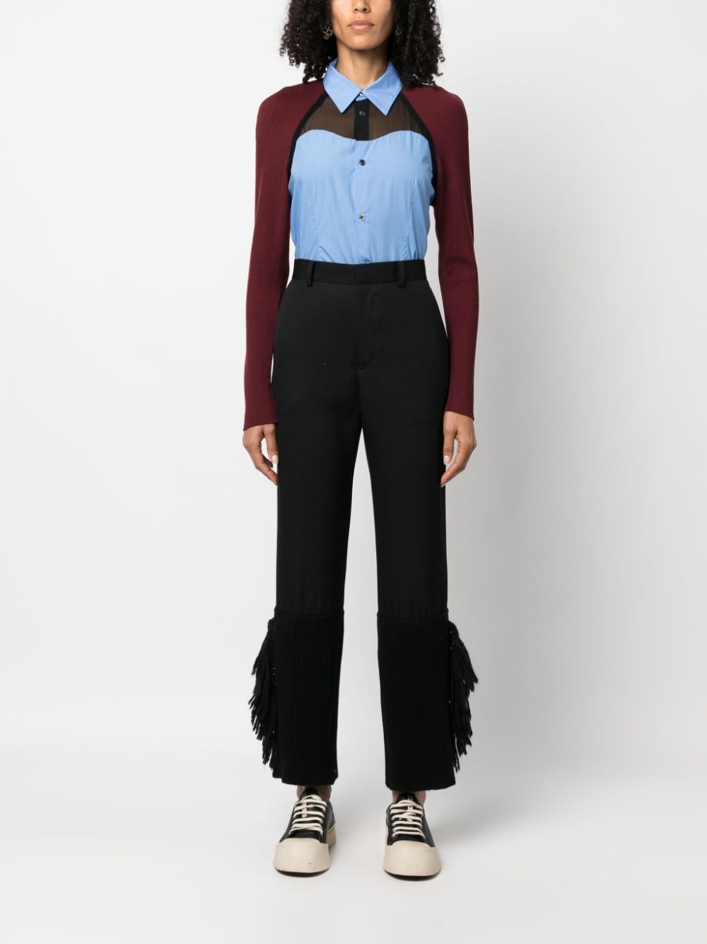 frayed-trim cropped trousers - 2