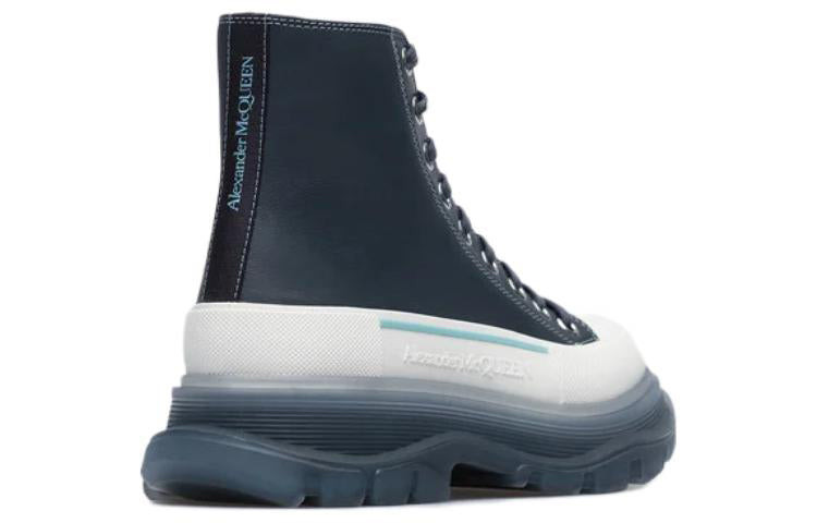 (WMNS) Alexander McQueen Tread Slick Lace-Up Boots 'Navy White' 702041WHZ6D1137 - 3