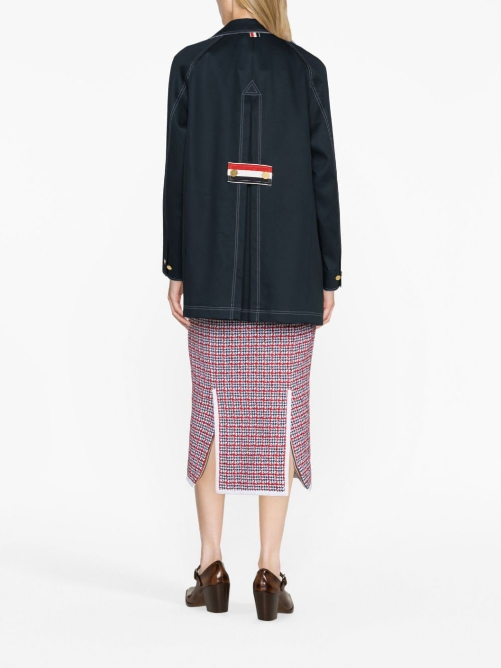 RWB-stripe cropped car coat - 3