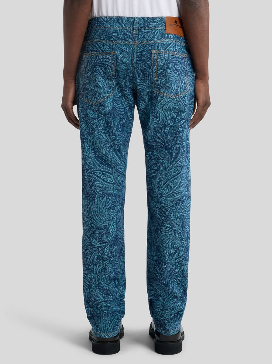 STRETCH JEANS WITH ALL-OVER FOLIAGE - 4
