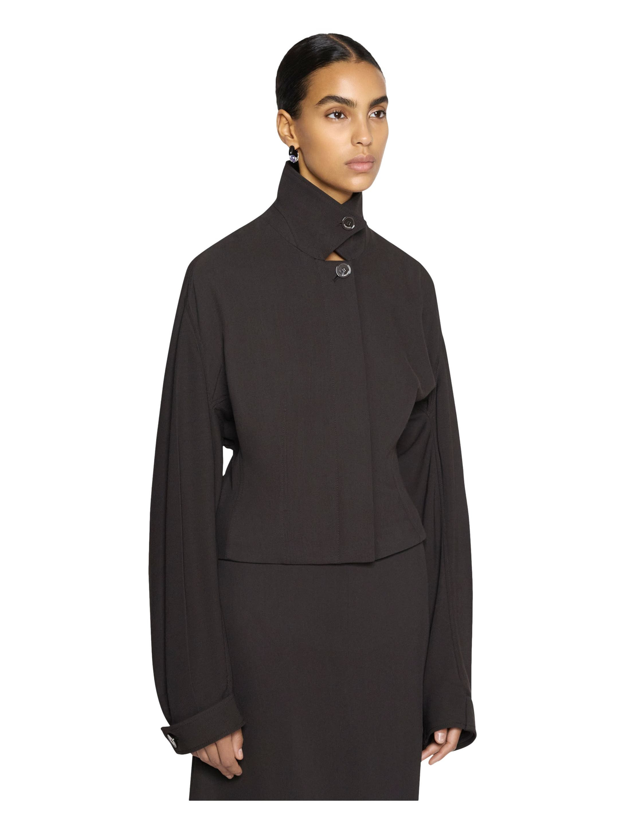 Lanvin Tailored Wool And Viscose Jacket in Dark Brown at Nordstrom - 3