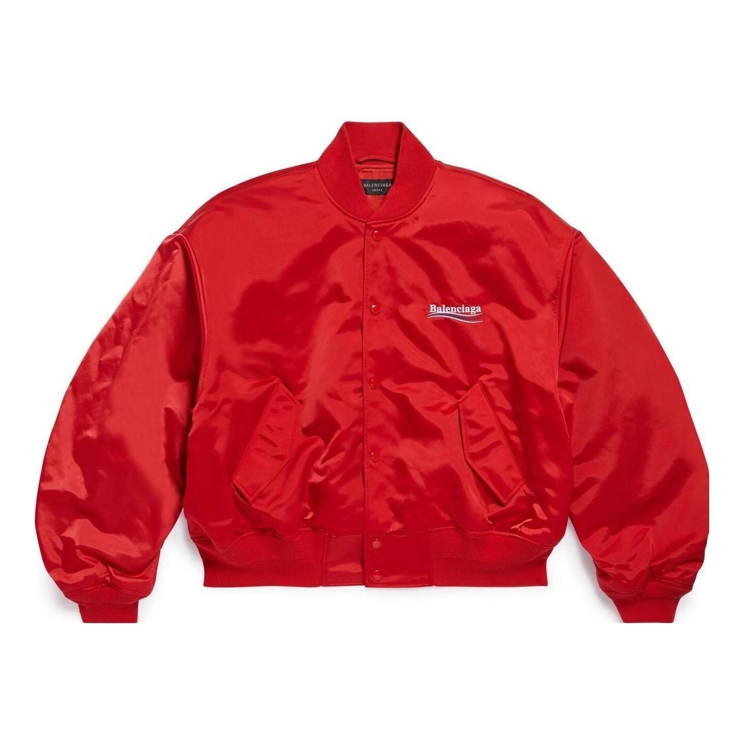 (WMNS) Balenciaga Political Campaign Varsity Jacket 'Red' 763434TYD316460 - 1