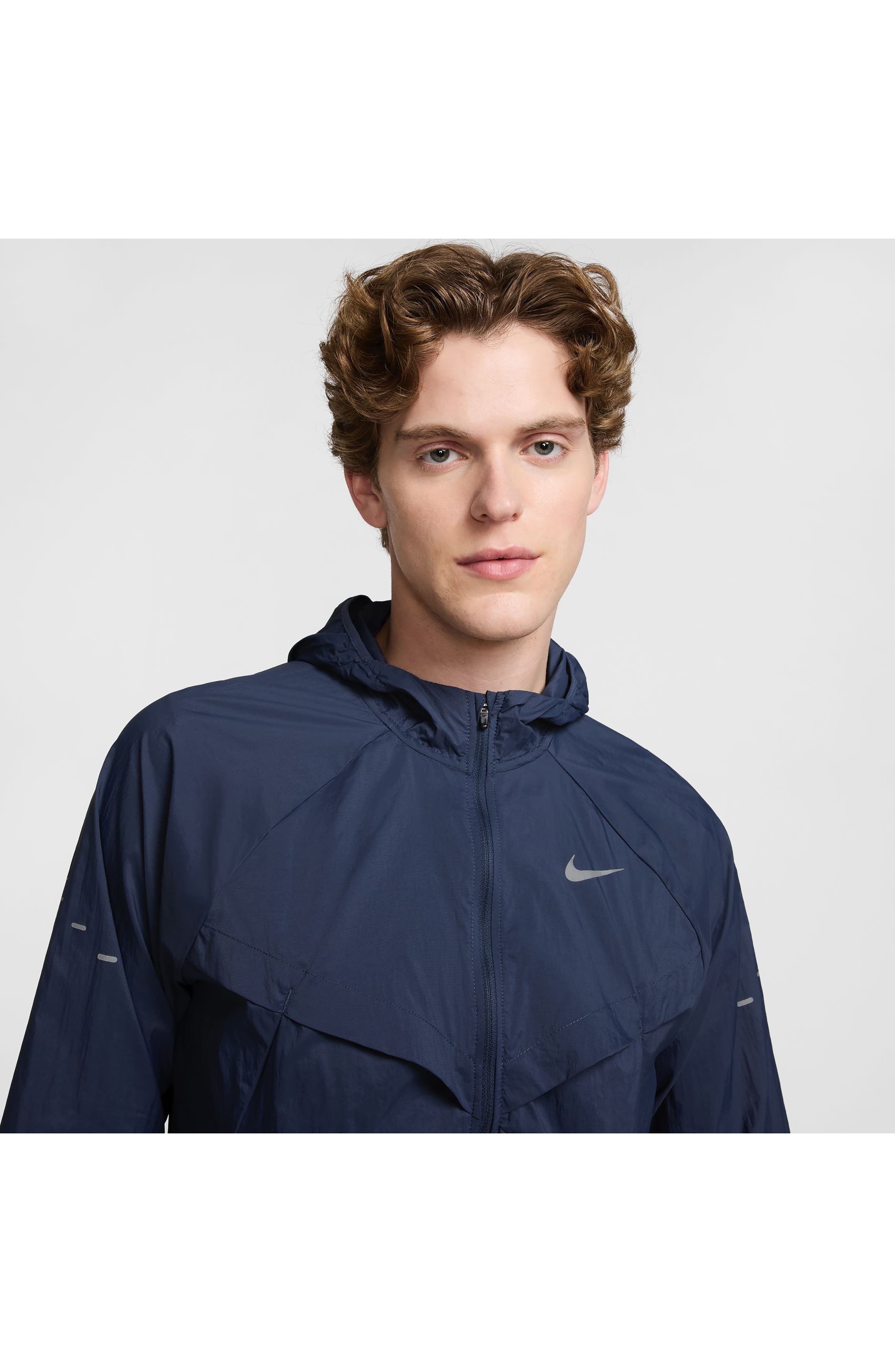 Nike Stride Dri-FIT UV Hooded Running Jacket in Thunder Blue at Nordstrom - 5