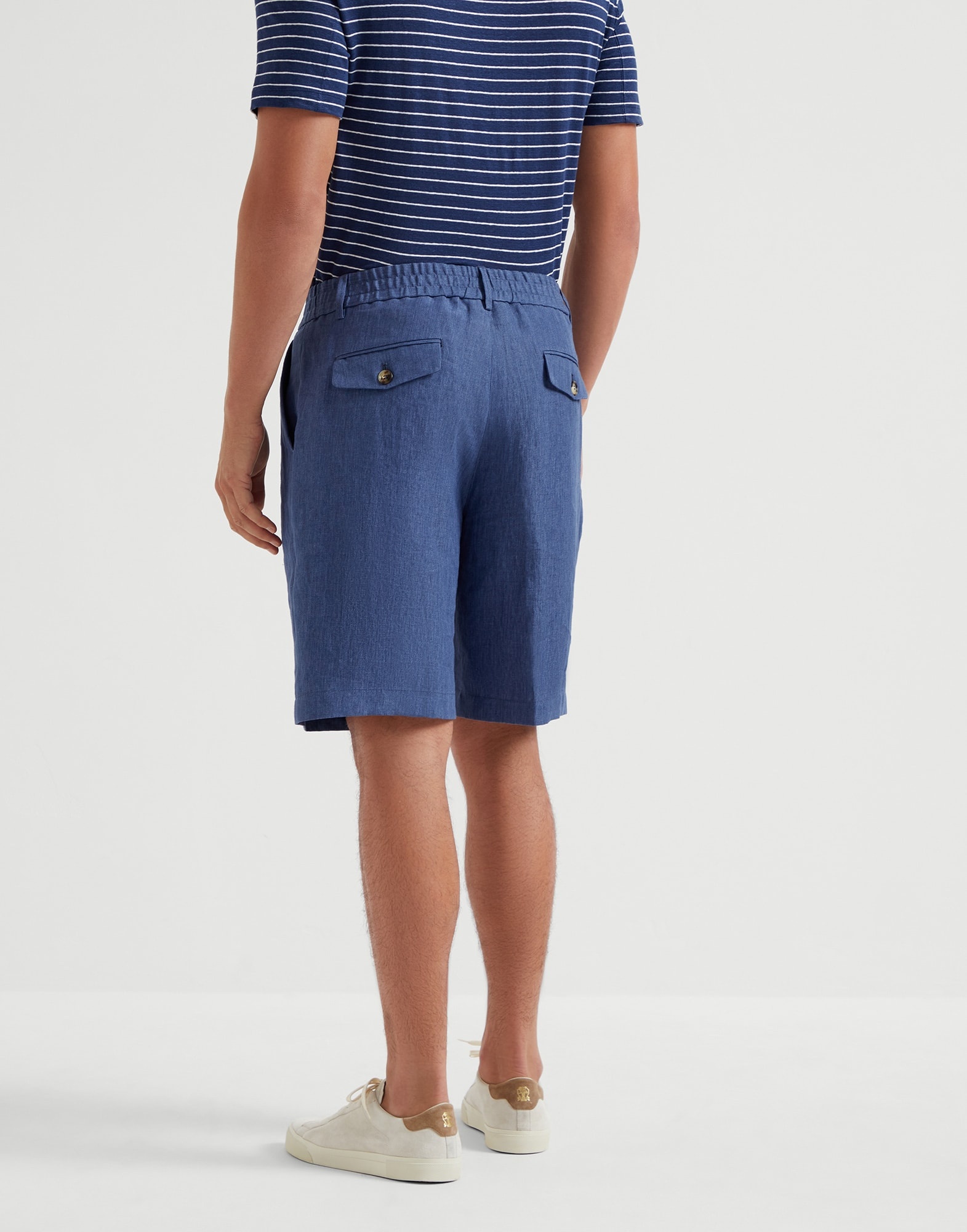 Lightweight délavé linen Bermuda shorts with elasticated waistband - 2