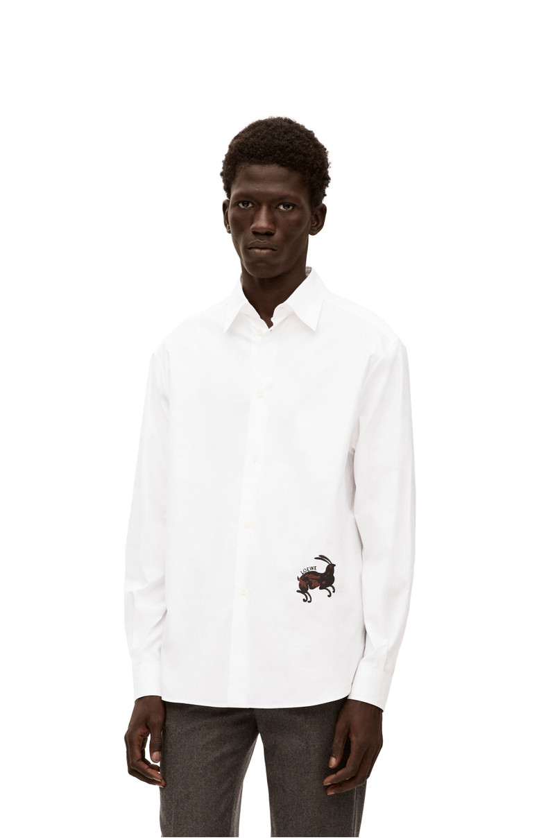 Rabbit embroidered shirt in cotton 3