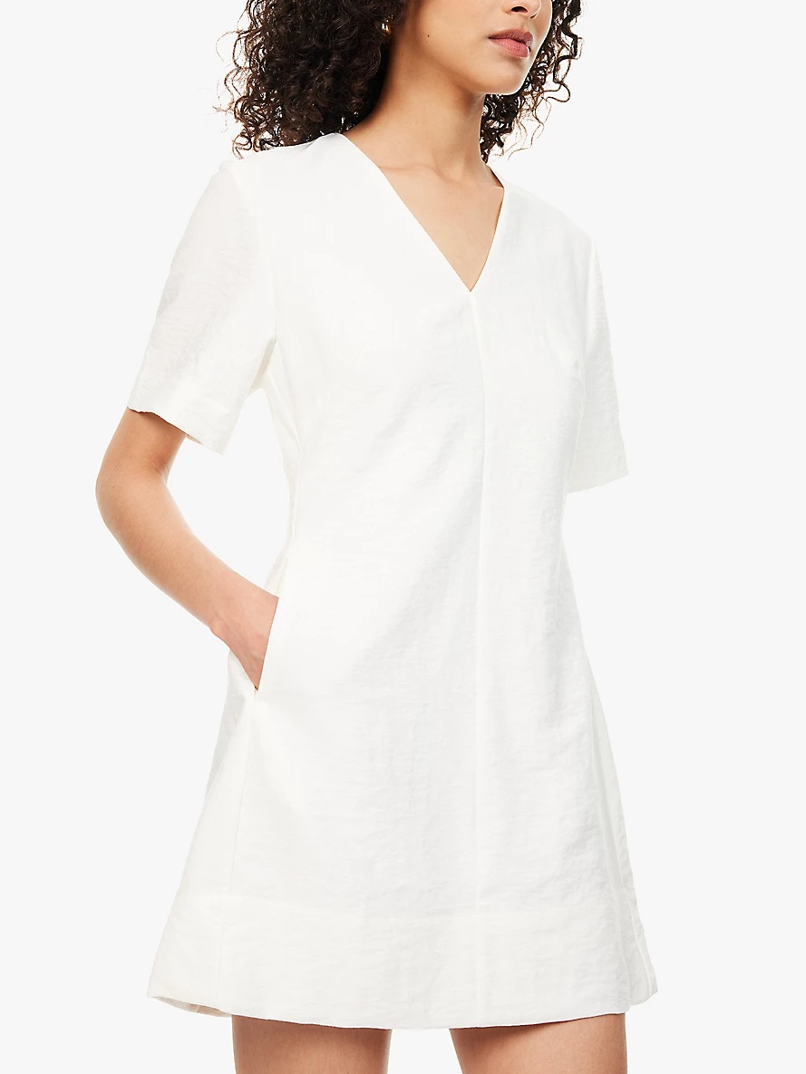 Cadi V-neck woven mini dress - 5