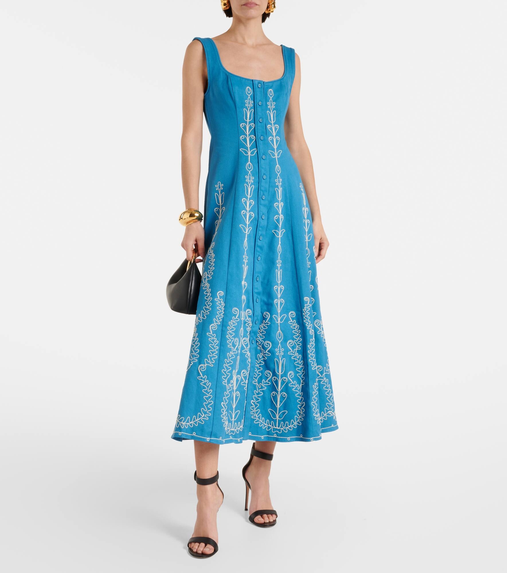 Donovan embroidered cotton midi dress - 2