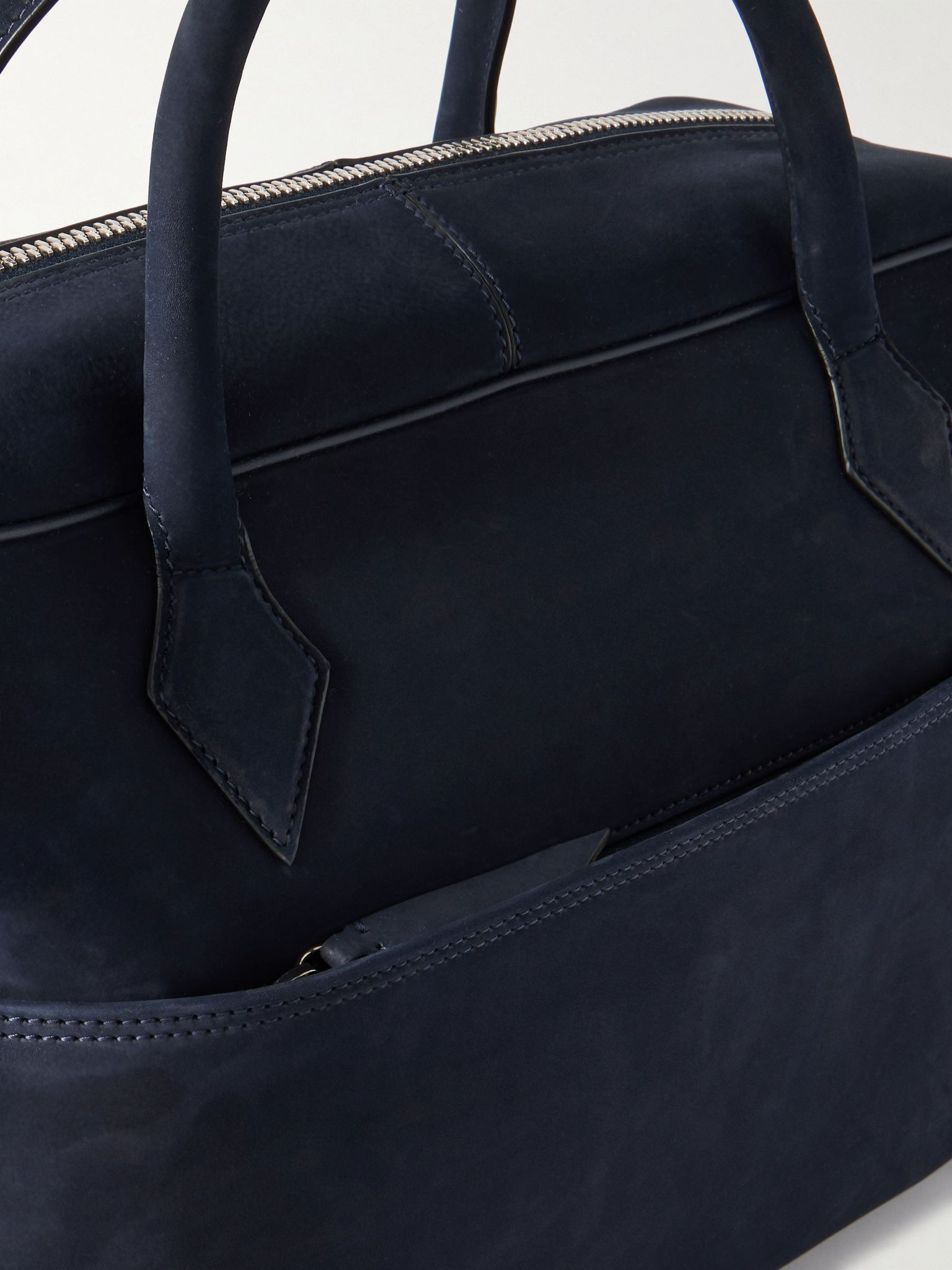 Closer All Day Leather-Trimmed Nubuck Briefcase Navy - 4