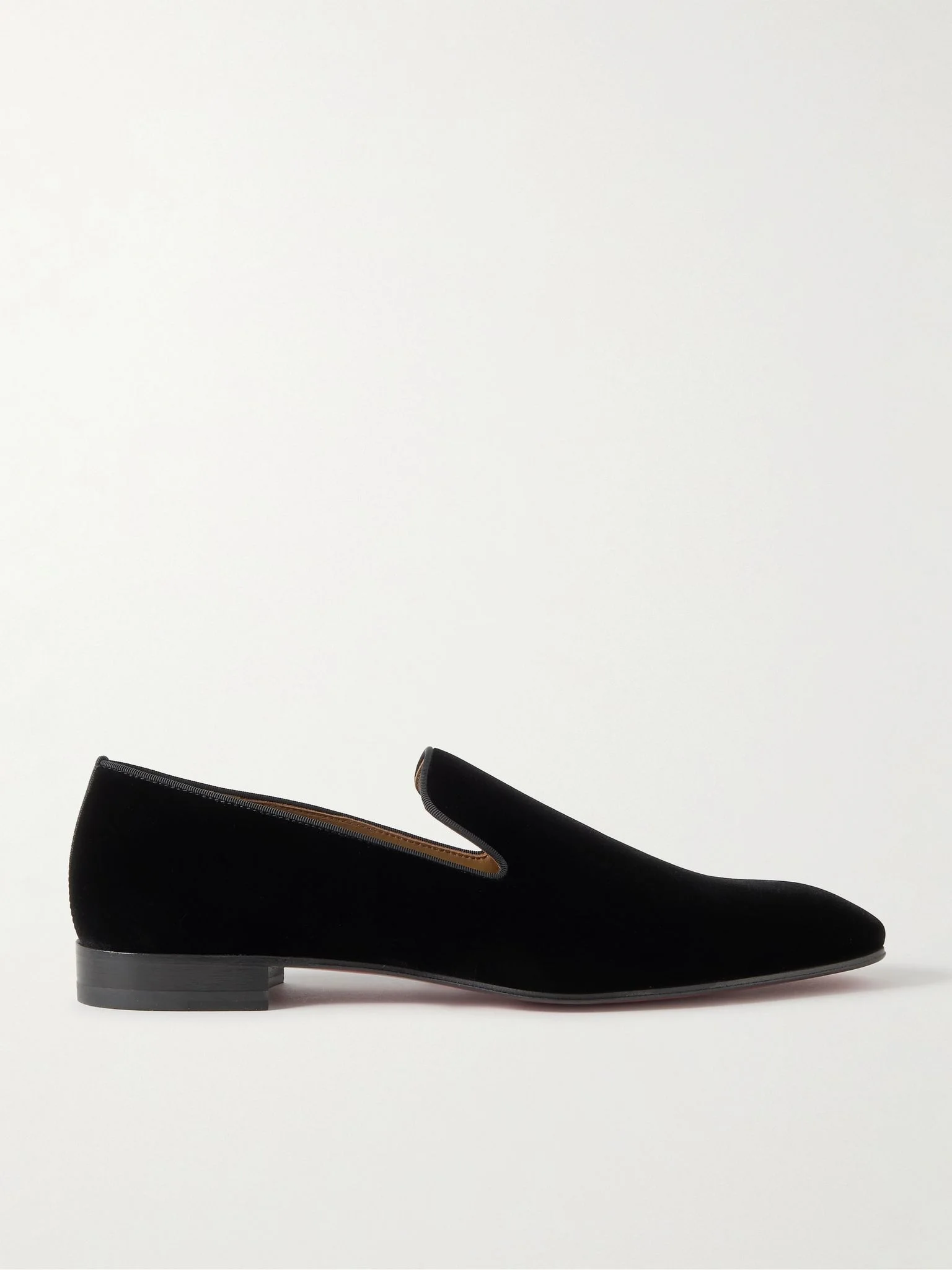 Dandelion Grosgrain-Trimmed Velvet Loafers Black - 1