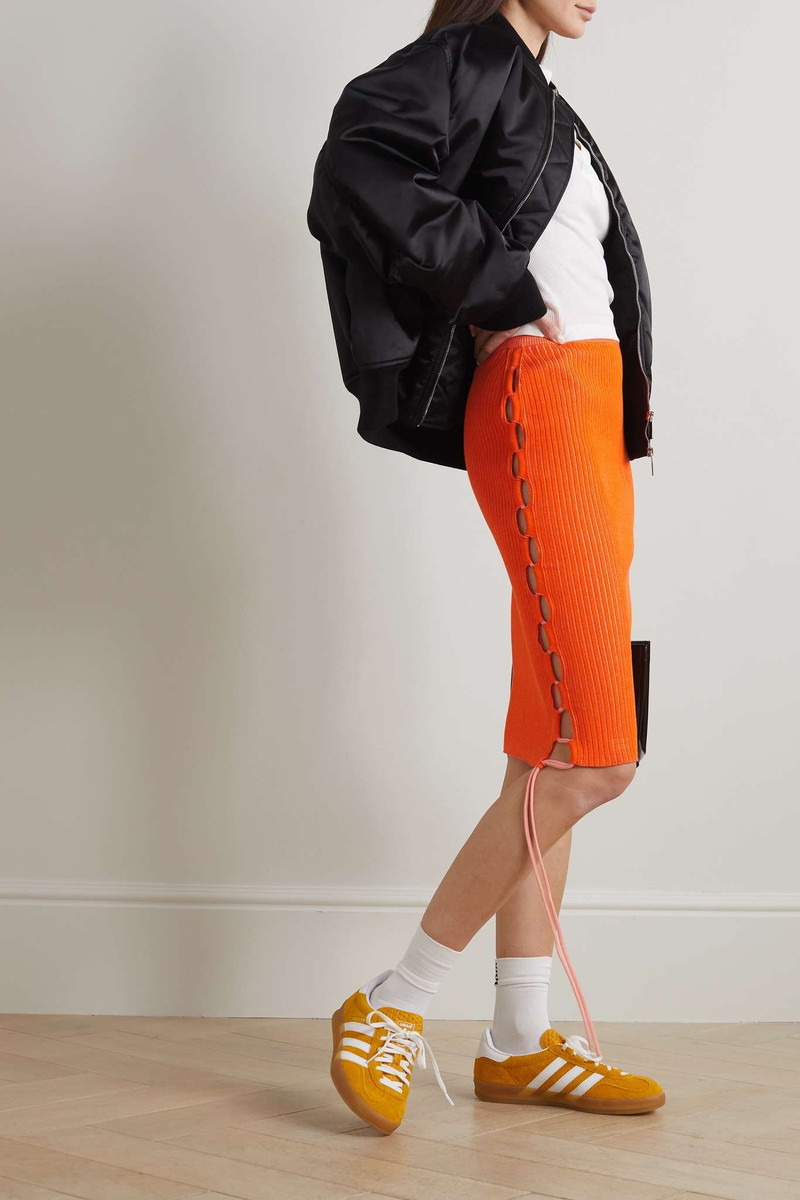 Off-White Vanise lace-up ribbed-knit midi skirt outlook