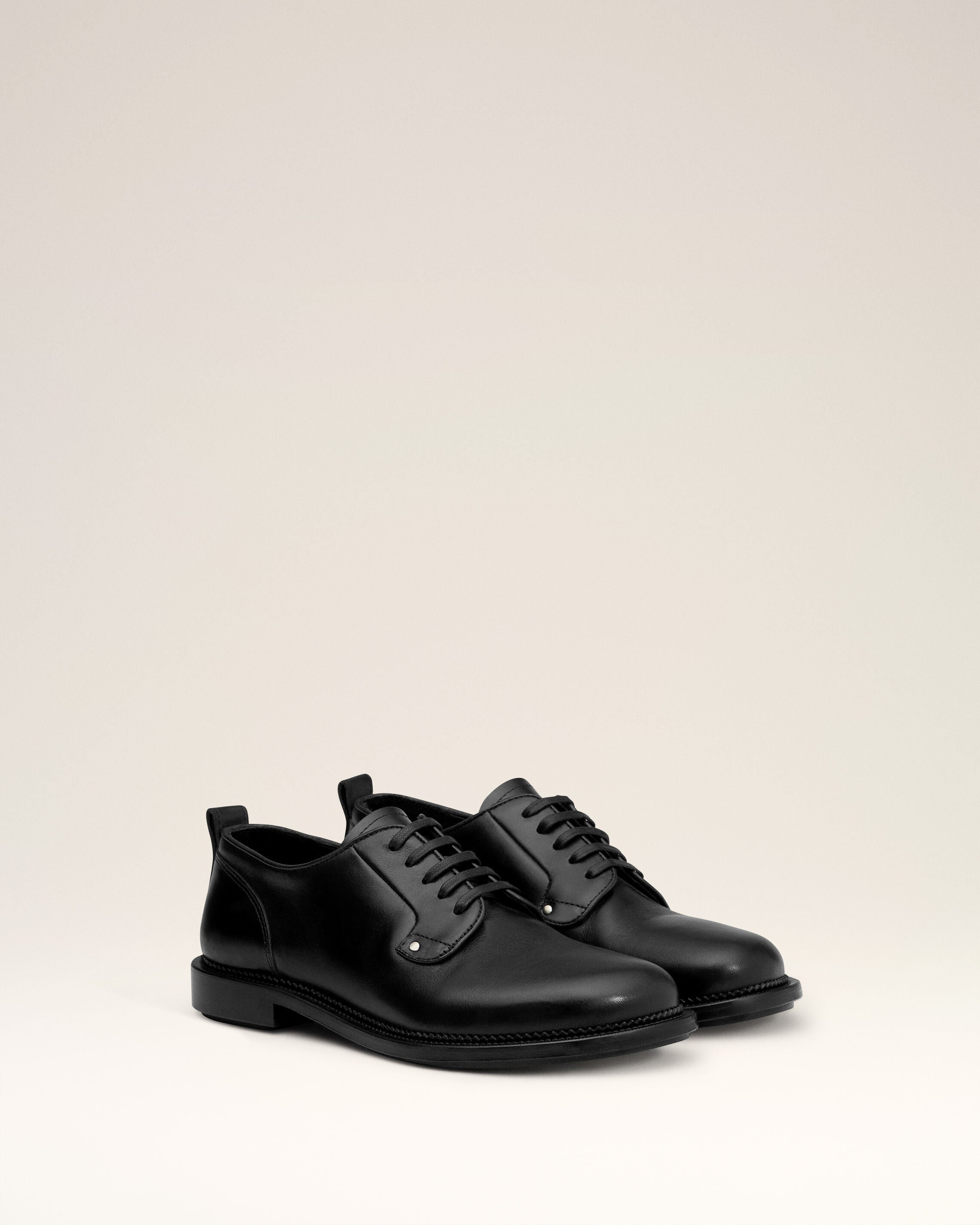 BLACK LEATHER ANATOMICAL TOE DERBIES - 3