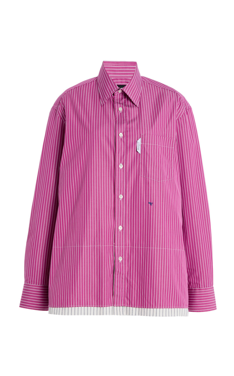 Striped Cotton Mini Shirt Dress pink 1