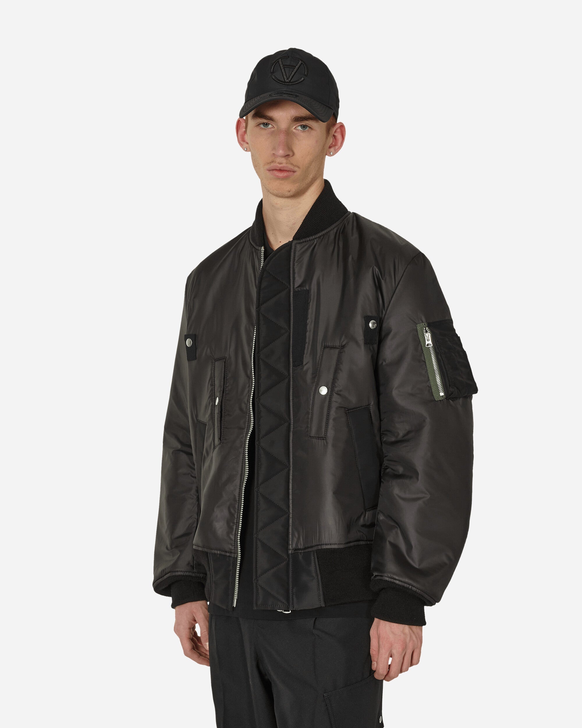 Nylon Twill Bomber Jacket Black - 1