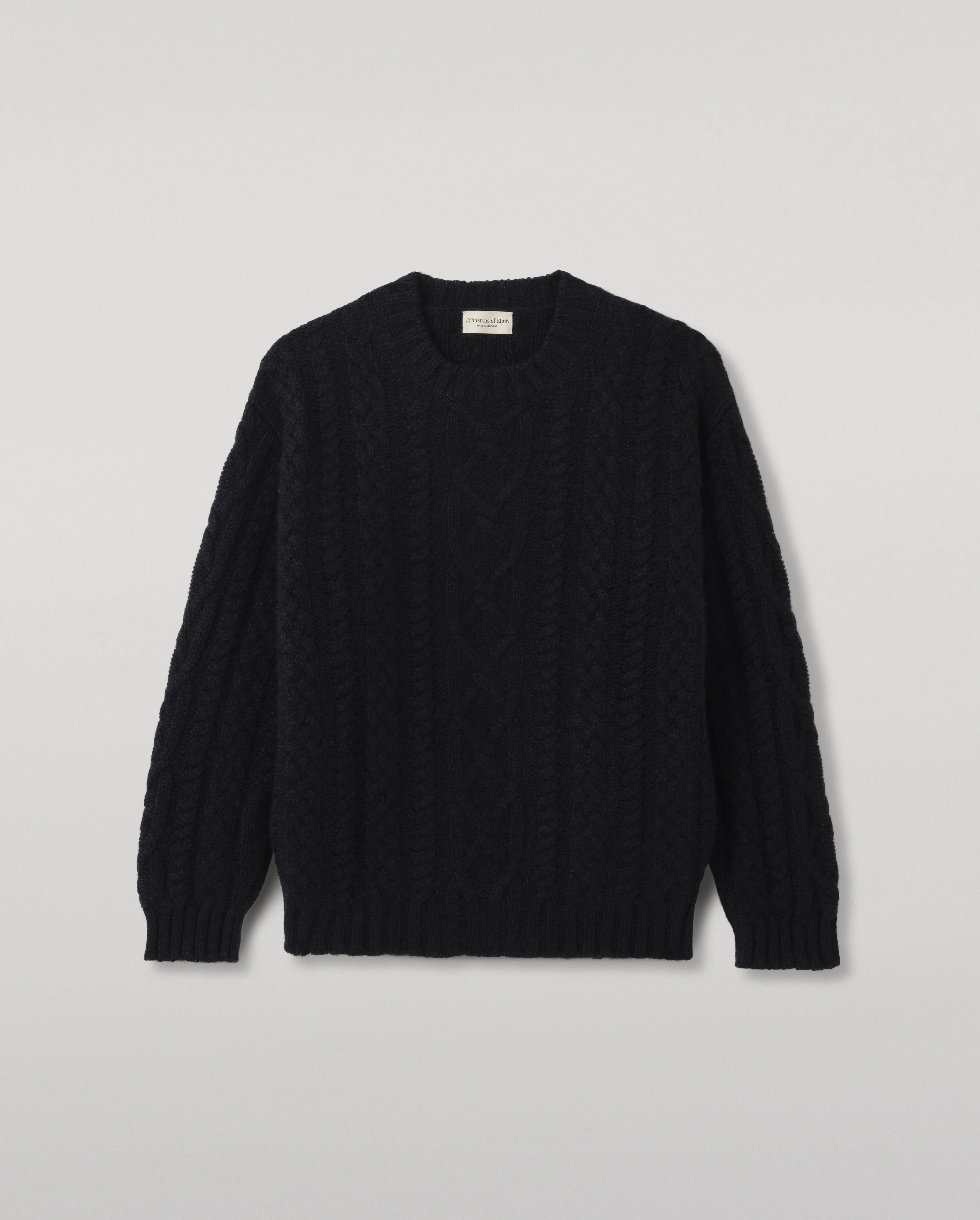 MacDonald Dark Blue Aran Cable Cashmere Jumper - 1