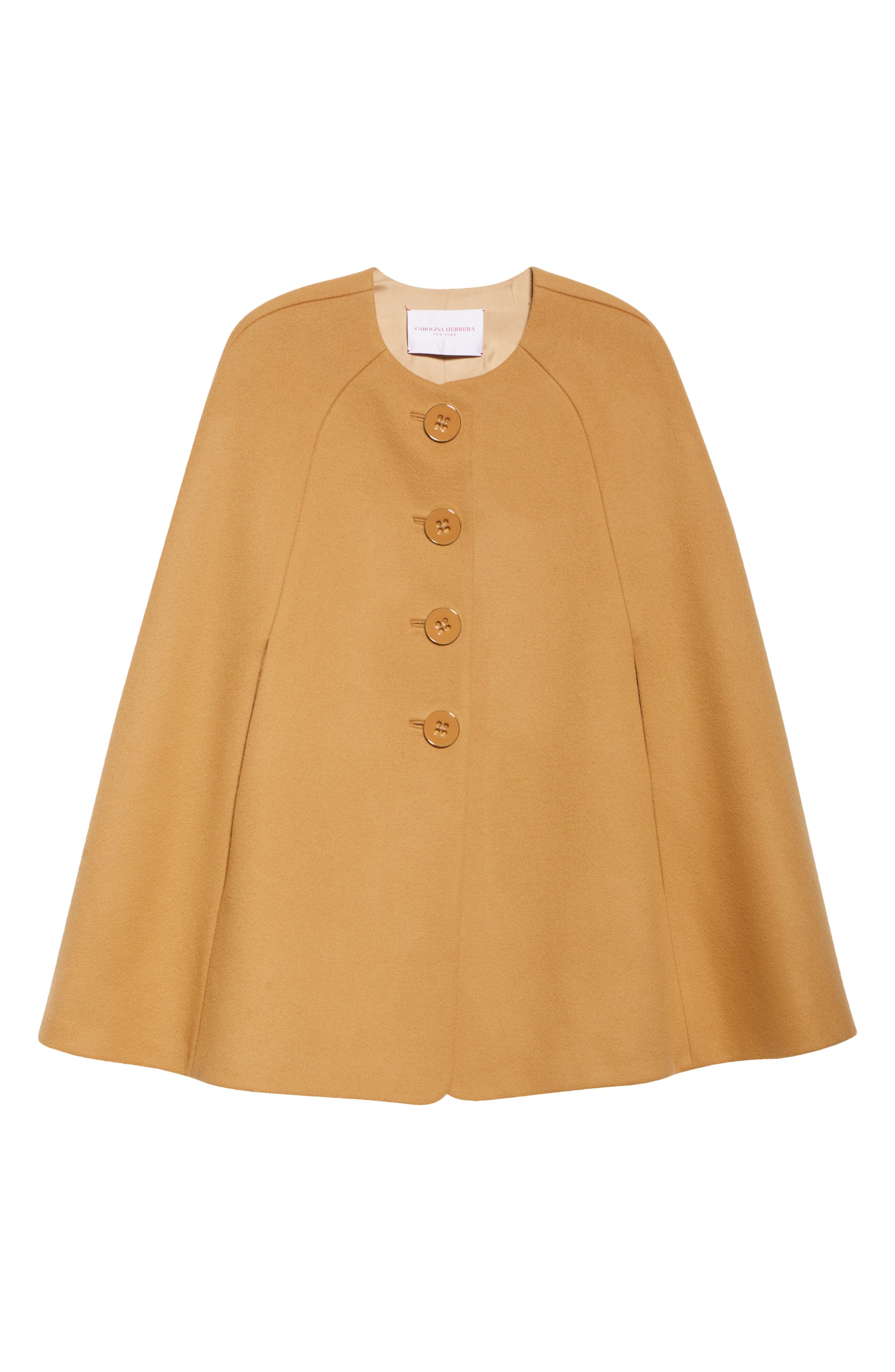 Carolina Herrera Button Front Wool Cape in Tan at Nordstrom - 7