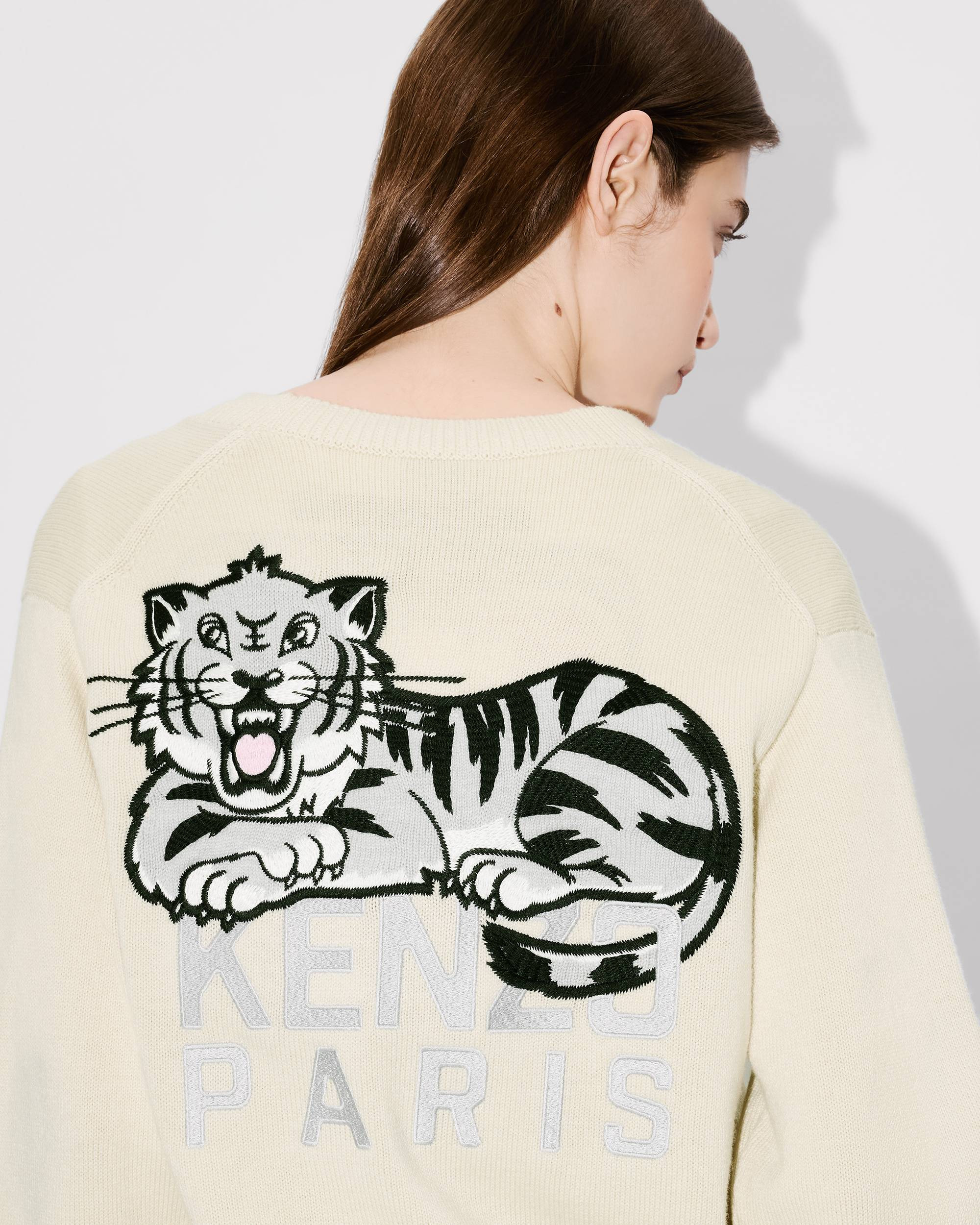 'KENZO Happy Tiger' embroidered cardigan in wool cotton - 7