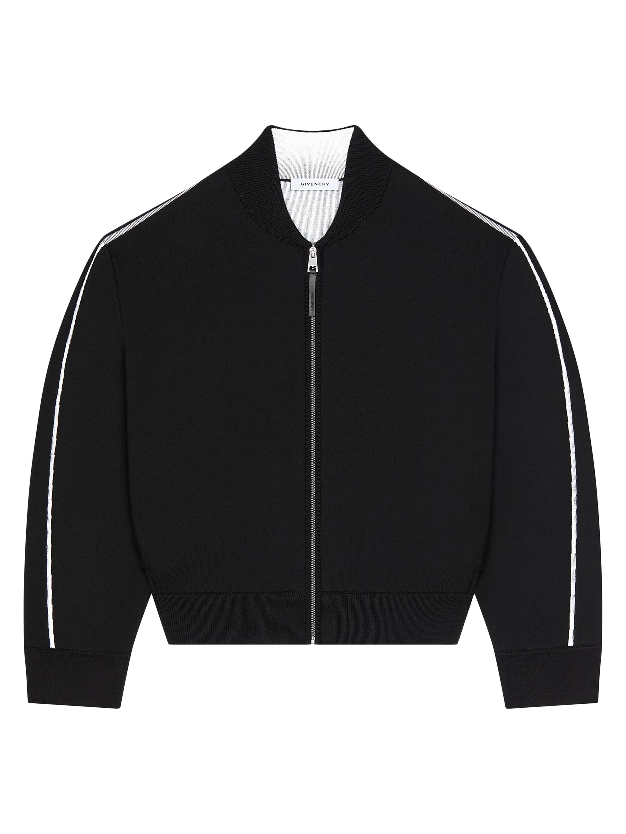 Men's Couture Seam Cardigan in Wool Jacquard - Black White - 1