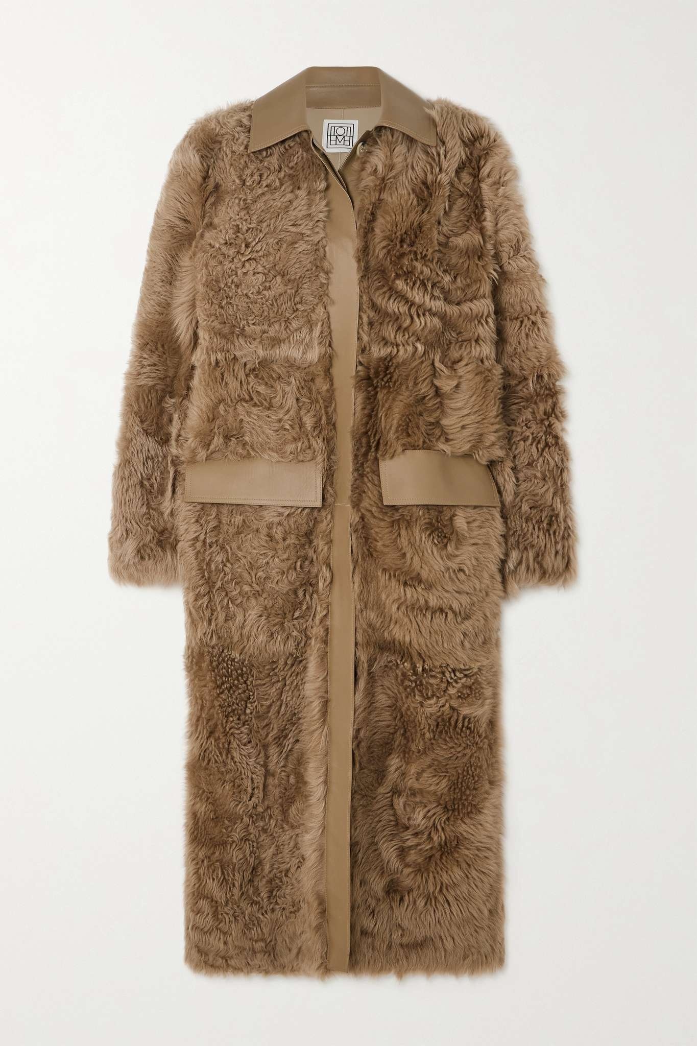 + NET SUSTAIN leather-trimmed shearling coat - 1