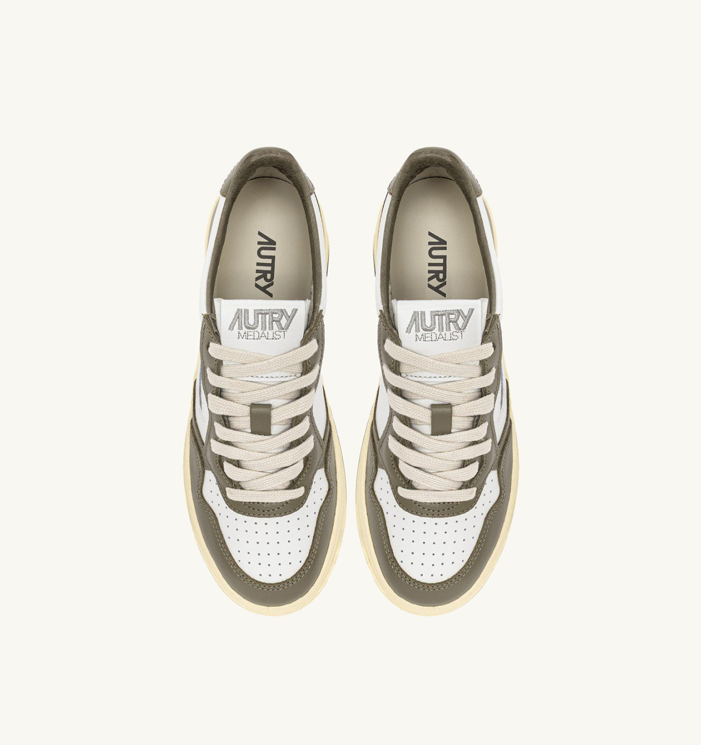 MEDALIST LOW SNEAKERS IN LEATHER COLOR WHITE AND COVERT GREEN WITH LETTERING - 5