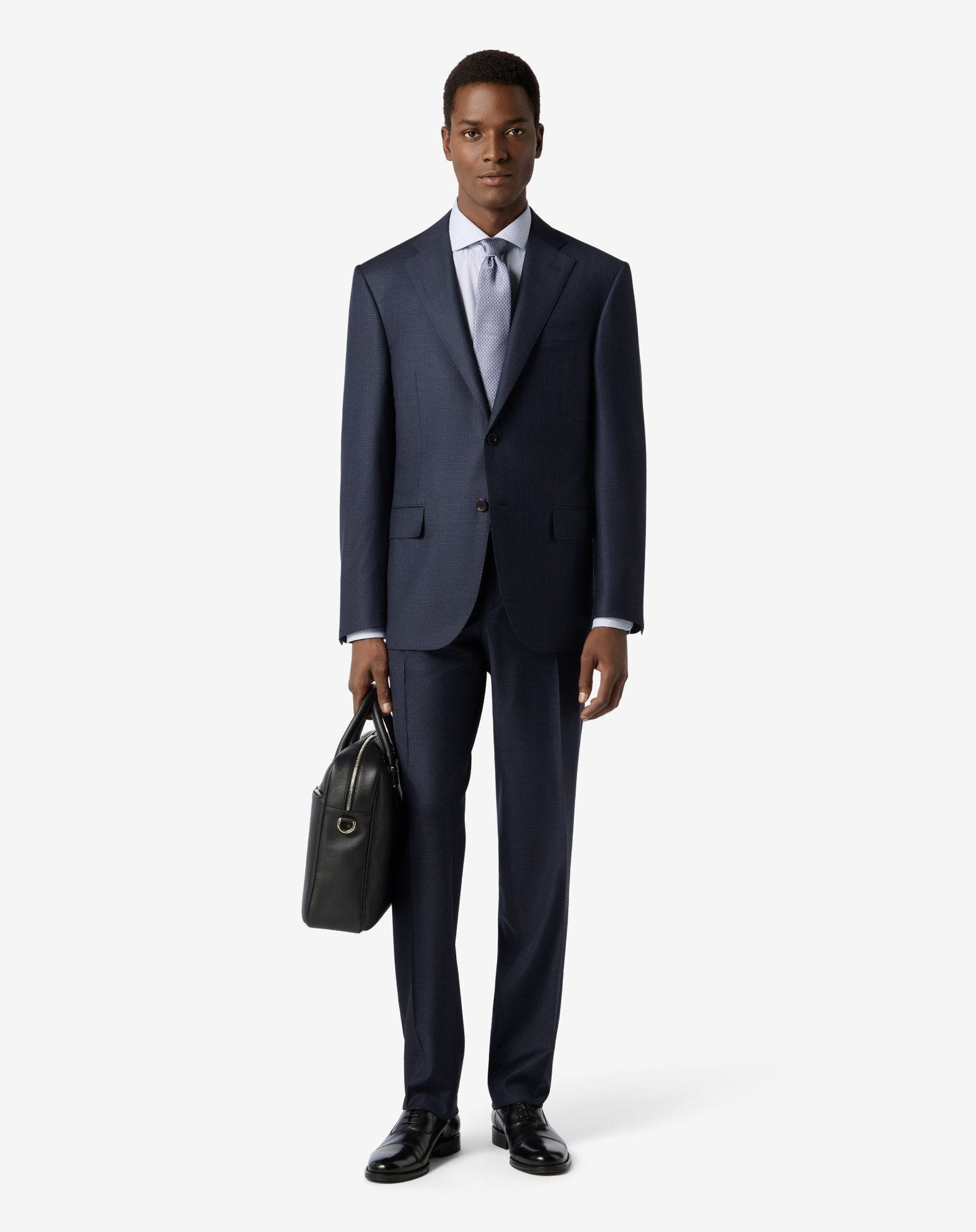 Blue micropatterned super 160's wool suit - 2