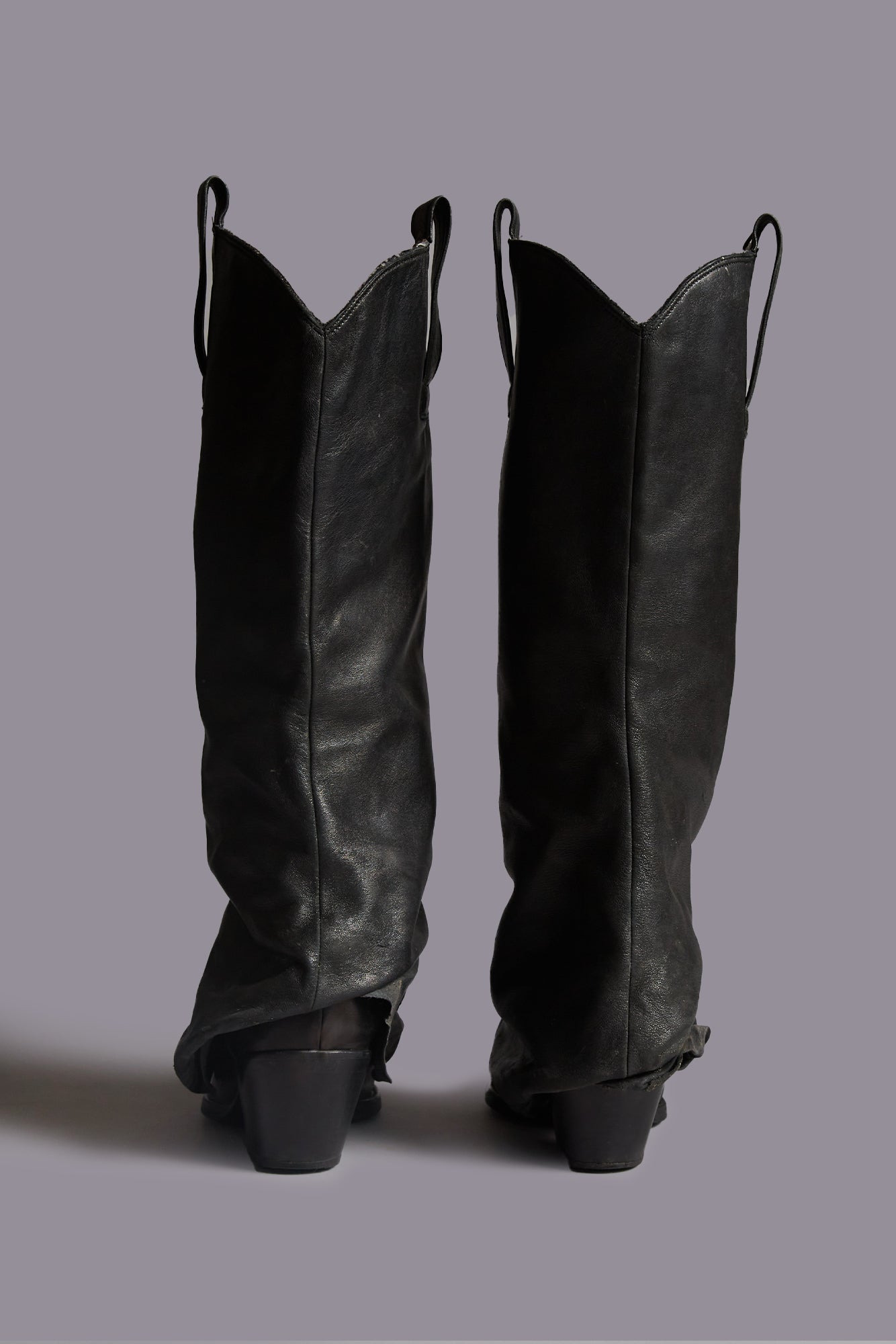 MID COWBOY BOOTS WITH SLEEVE - BLACK LEATHER | R13 - 3