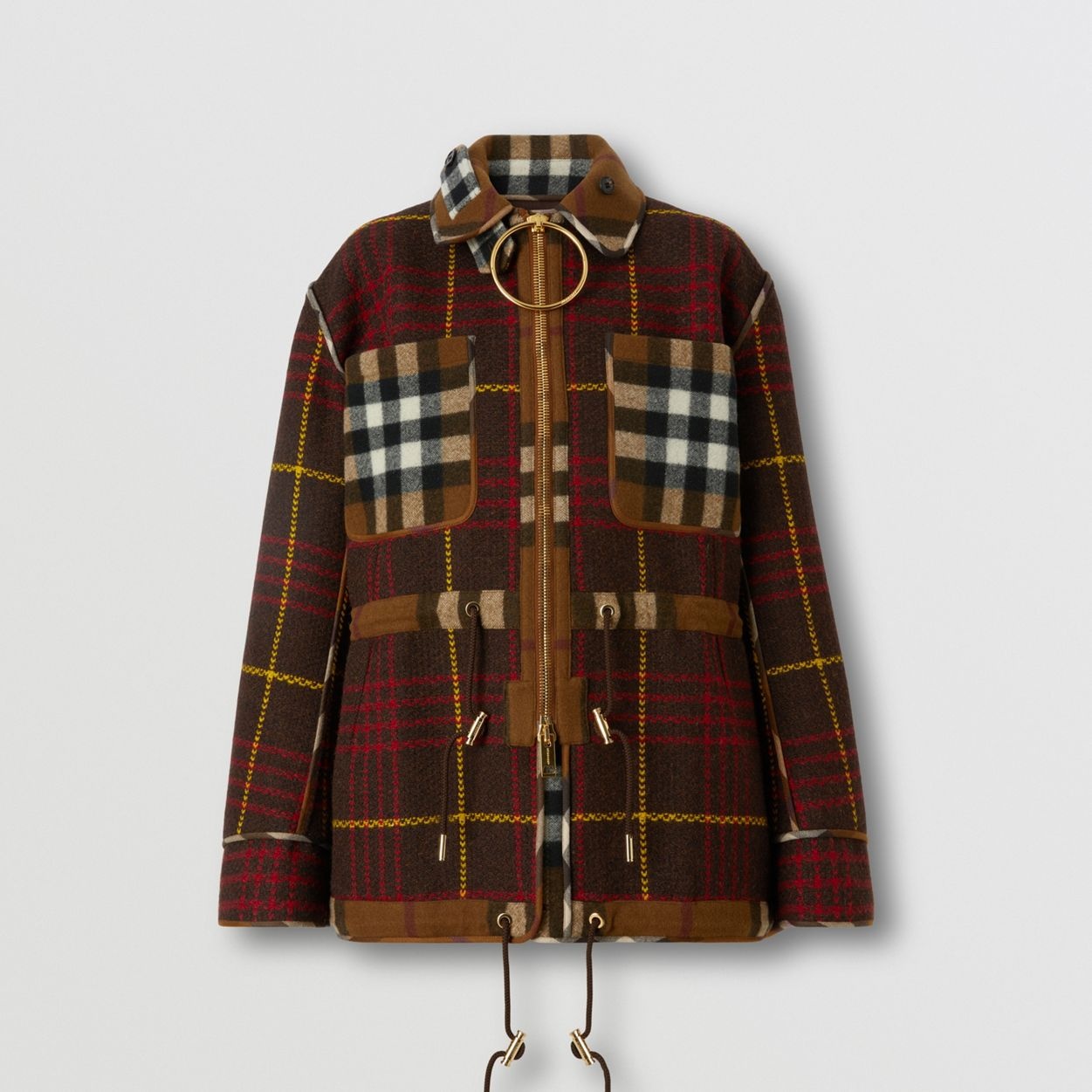 Zip Detail Check Technical Wool Field Jacket - 1