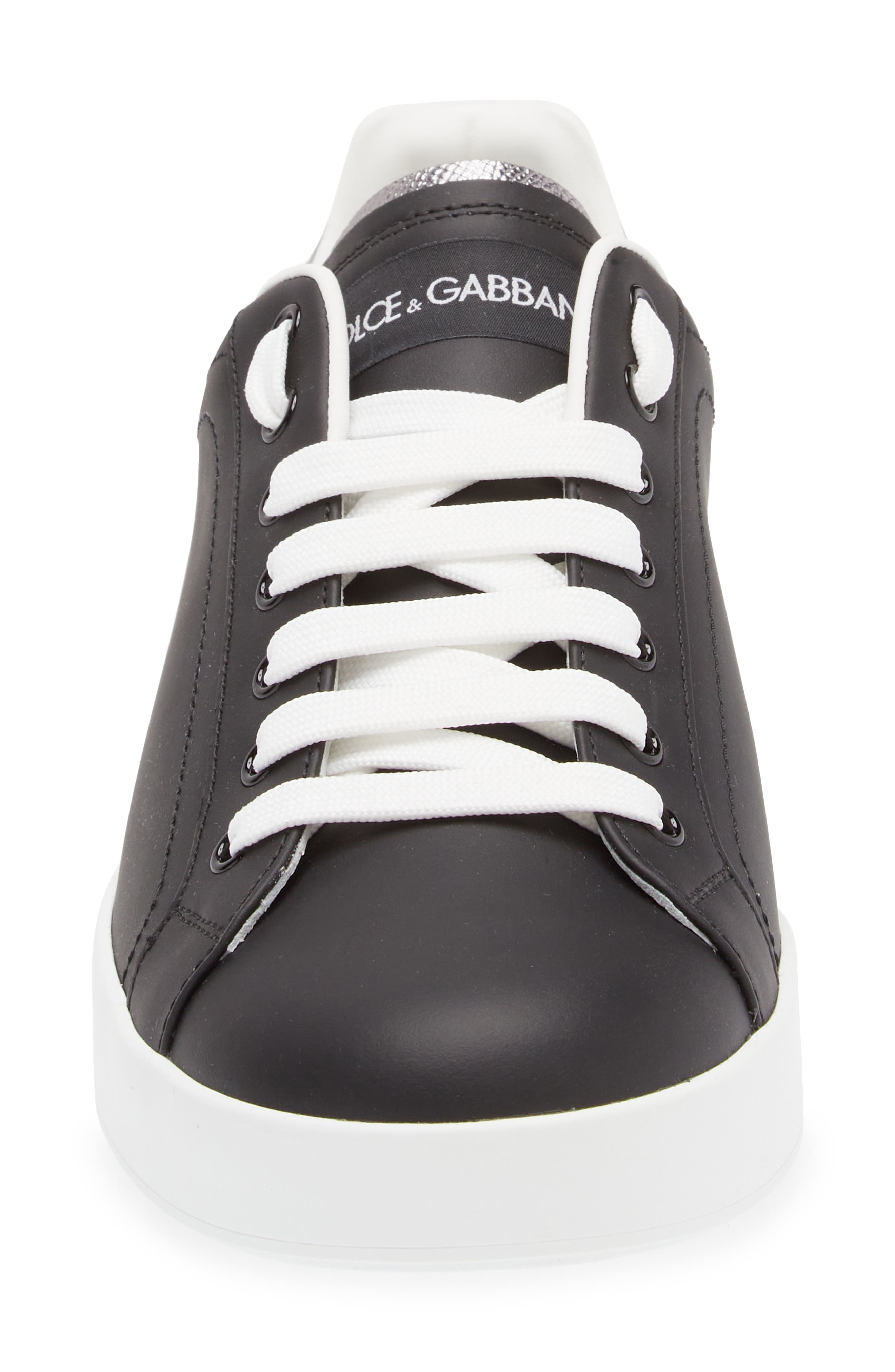Dolce&Gabbana Portofino Sneaker in 8B979 Black/Silver at Nordstrom - 4