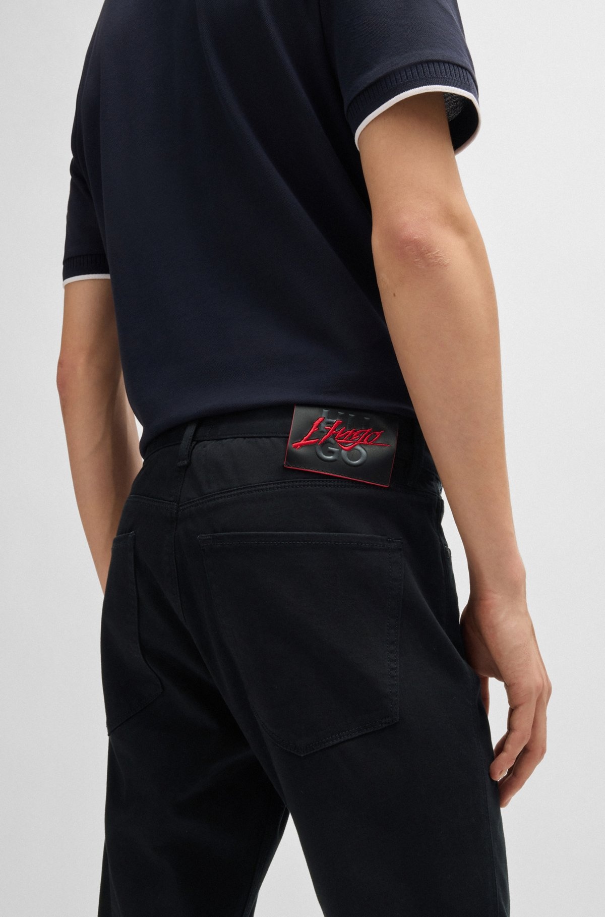 EXTRA-SLIM-FIT JEANS IN BLACK SATIN DENIM - 5