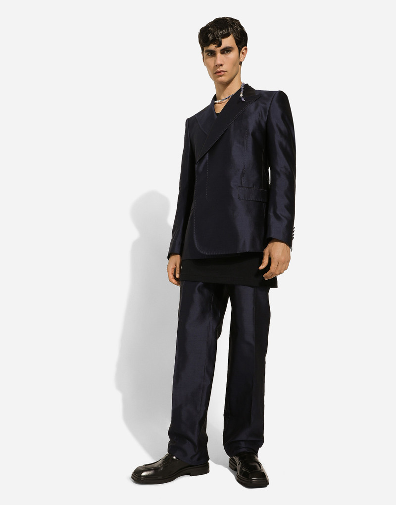 Double-breasted shantung silk Sicilia-fit jacket 5