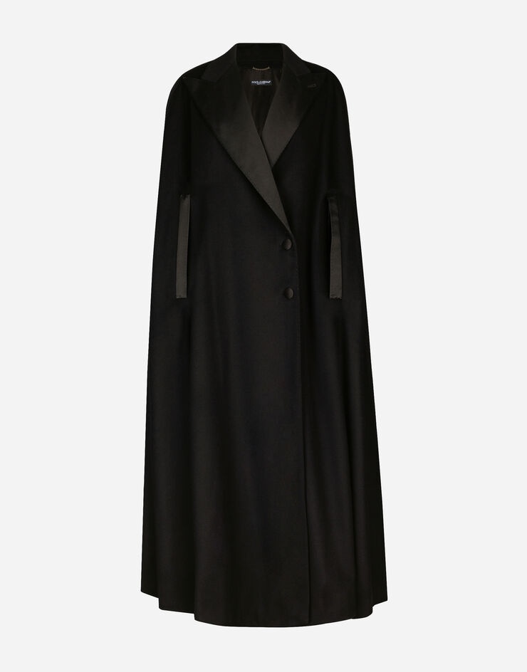 Single-breasted wool and cashmere cape - 1