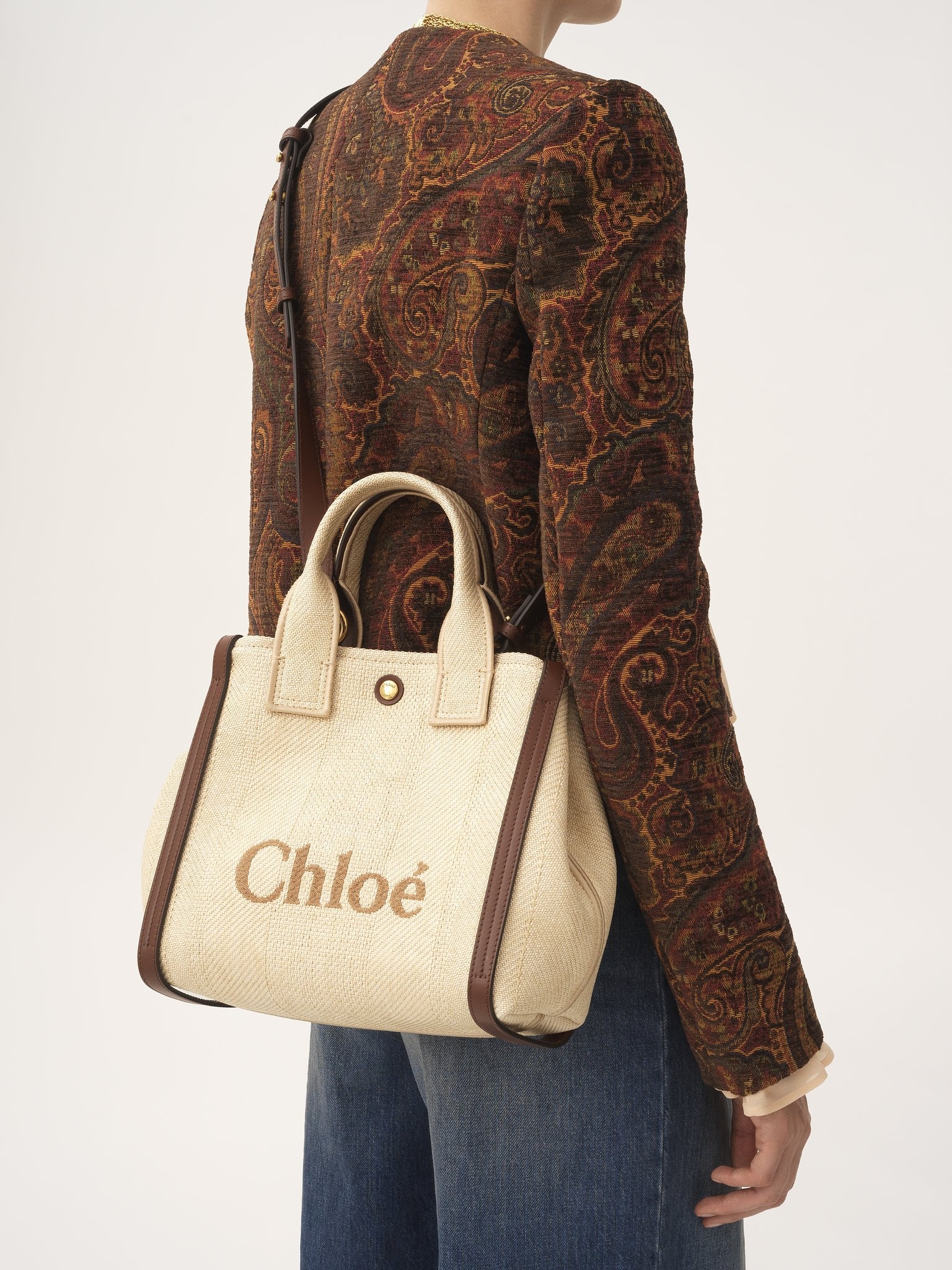 SMALL CHLOÉ CARRY TOTE BAG IN RAFFIA-EFFECT FIBERS - 2