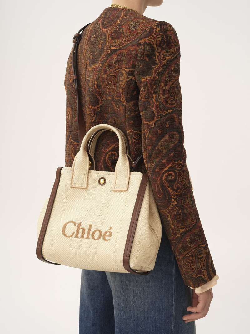 Chloé SMALL CHLOÉ CARRY TOTE BAG IN RAFFIA-EFFECT FIBERS outlook