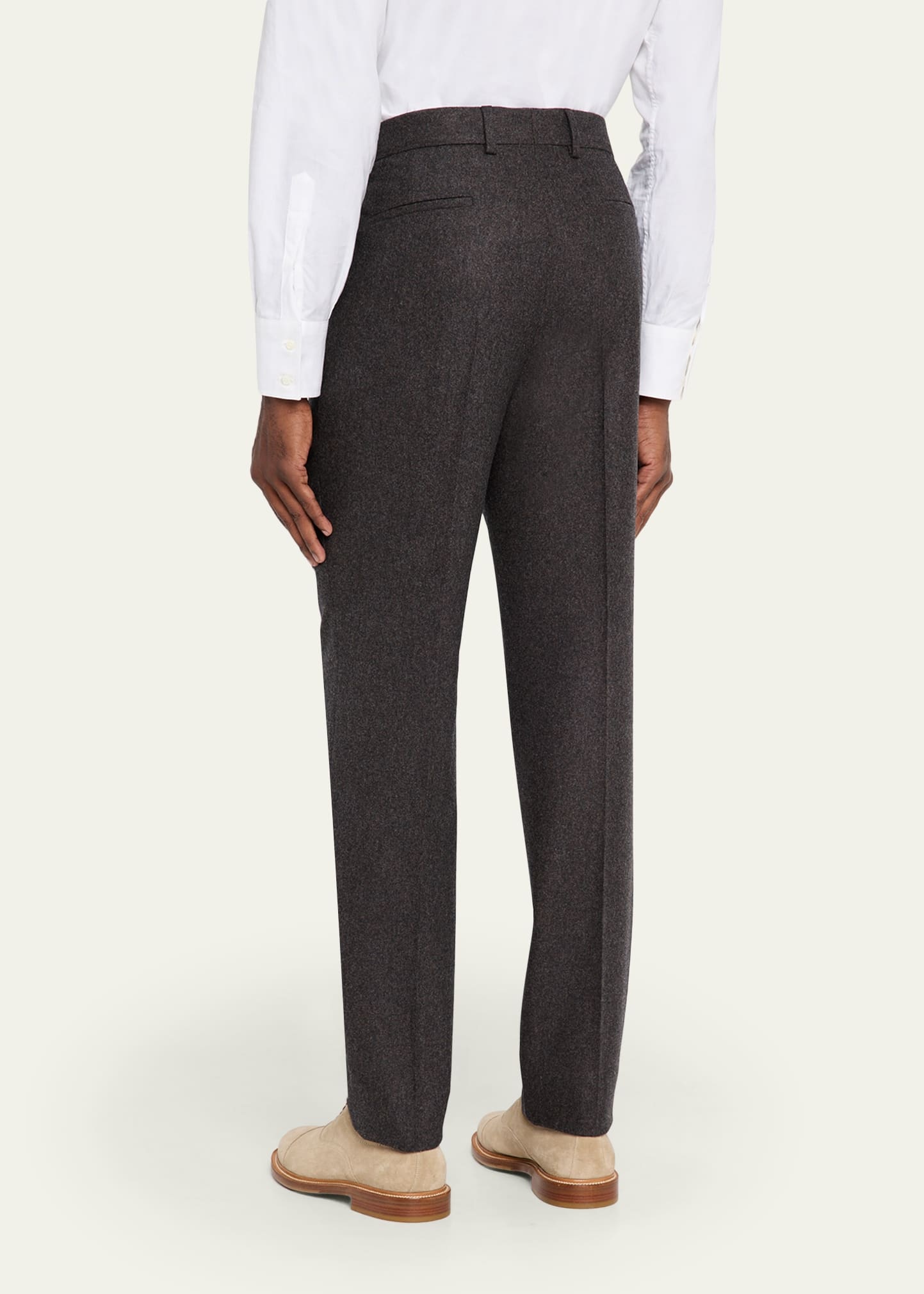 Men's Wool Flannel Single-Pleated Pants - 3