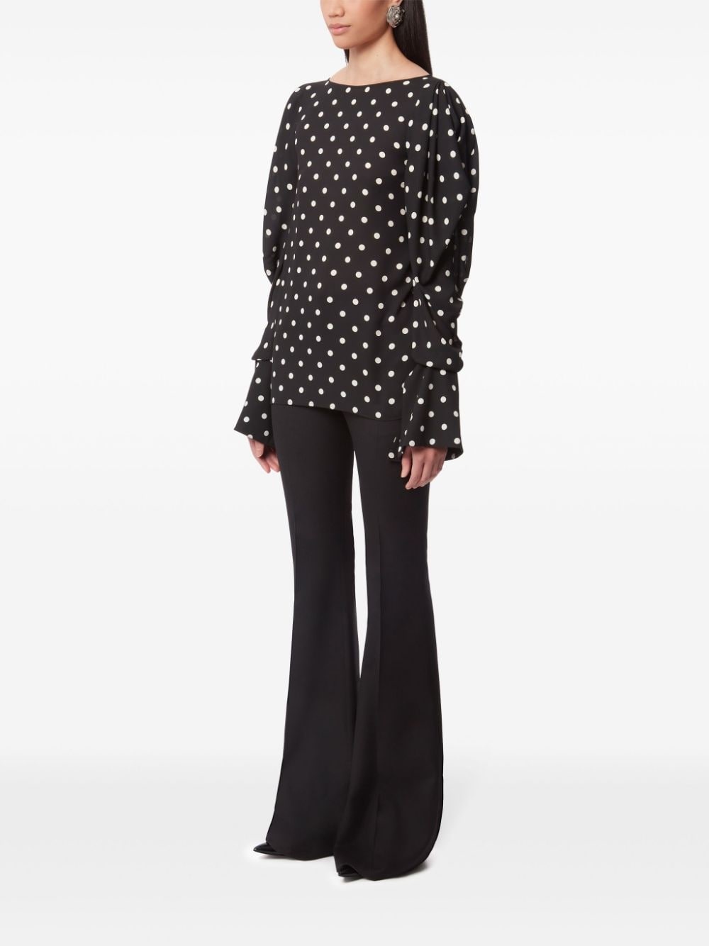 polka-dot puff-sleeves blouse - 3