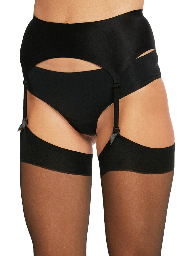 Women's Nos Satin Stocking Belt - Black 4