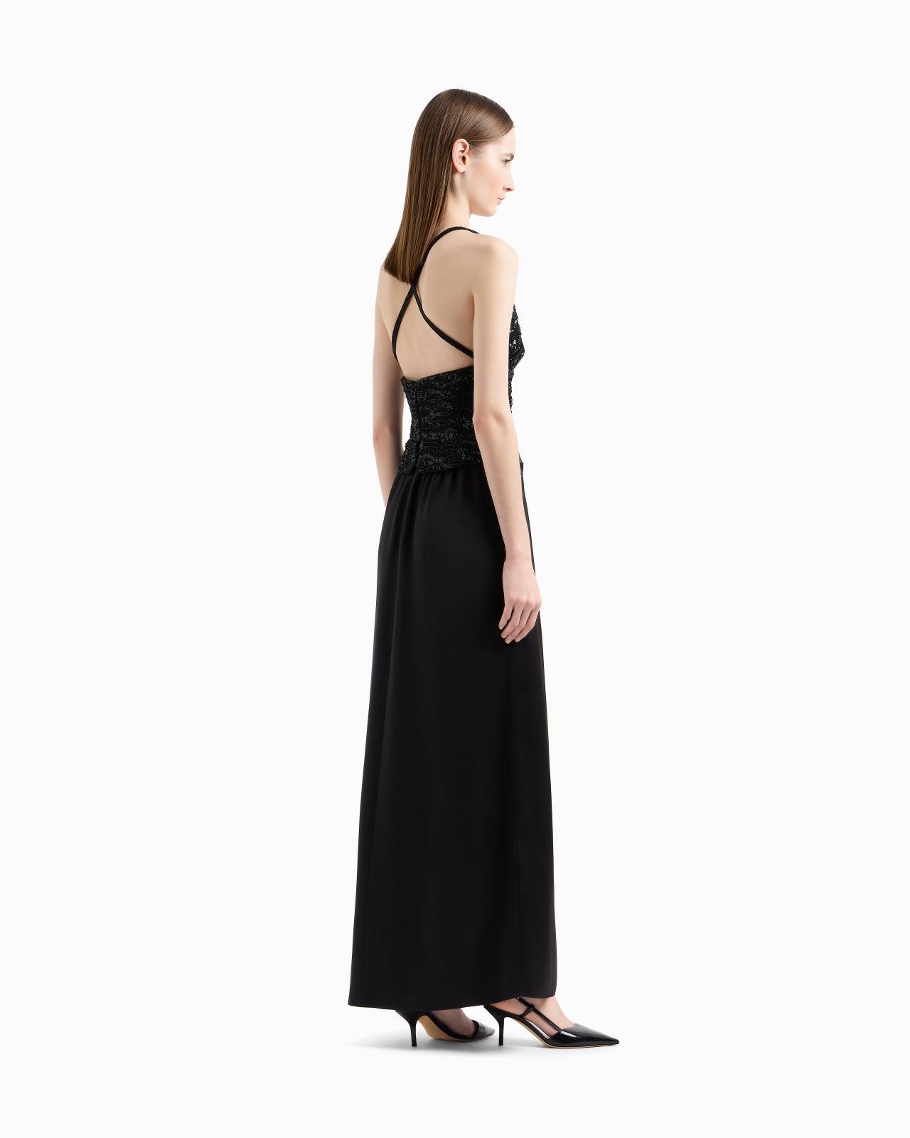 SILK EMBROIDERED LONG DRESS - 3