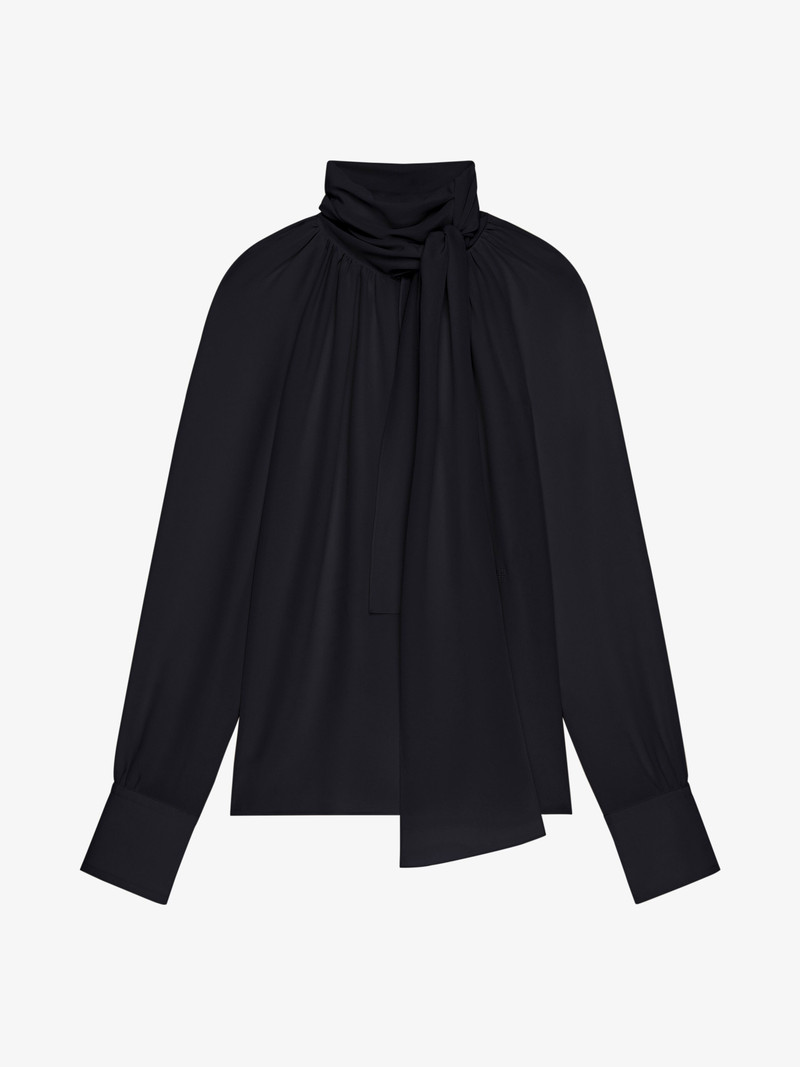 BLOUSE IN SILK WITH LAVALLIÈRE - 1