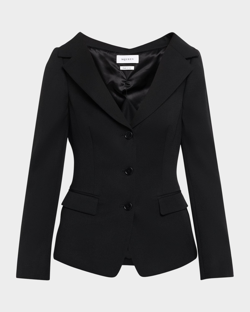 Off-The-Shoulder Single-Breasted Jacket 1